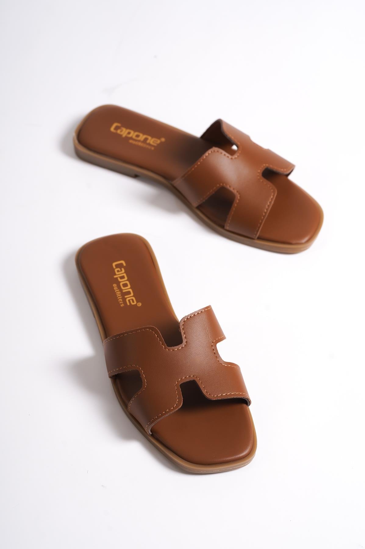 Capone Halsey Women Tan Slide Flat Sandals