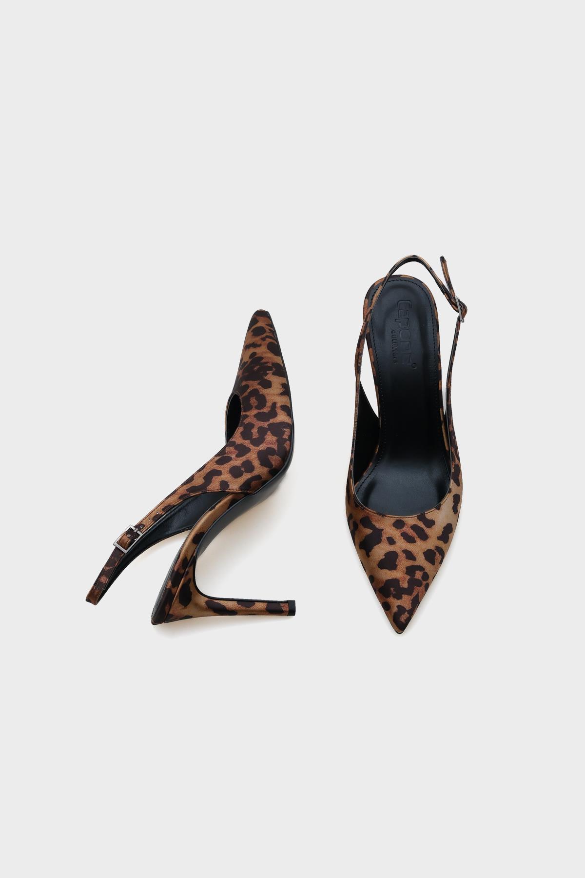 Capone Heeled Open Back Women Leopard Stiletto