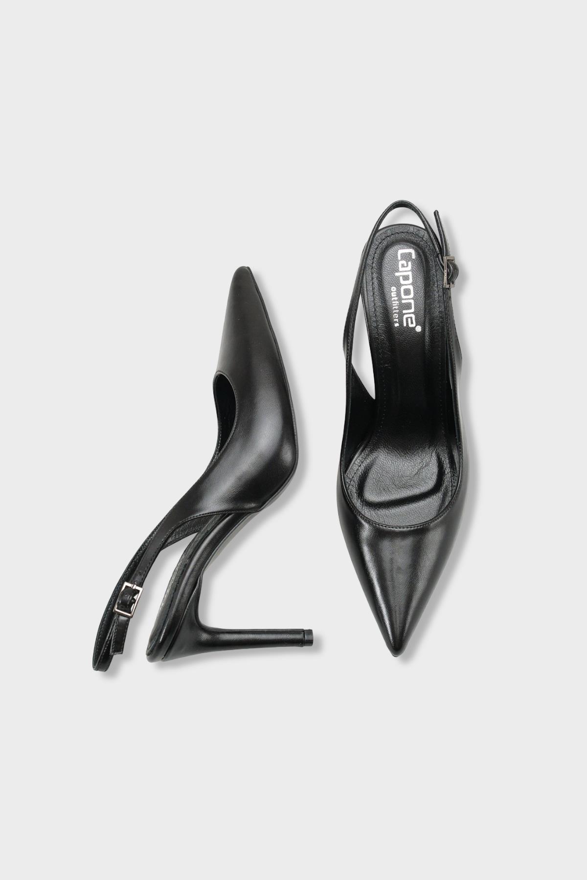 Capone Helsa Heeled Open Back Women Black Stiletto