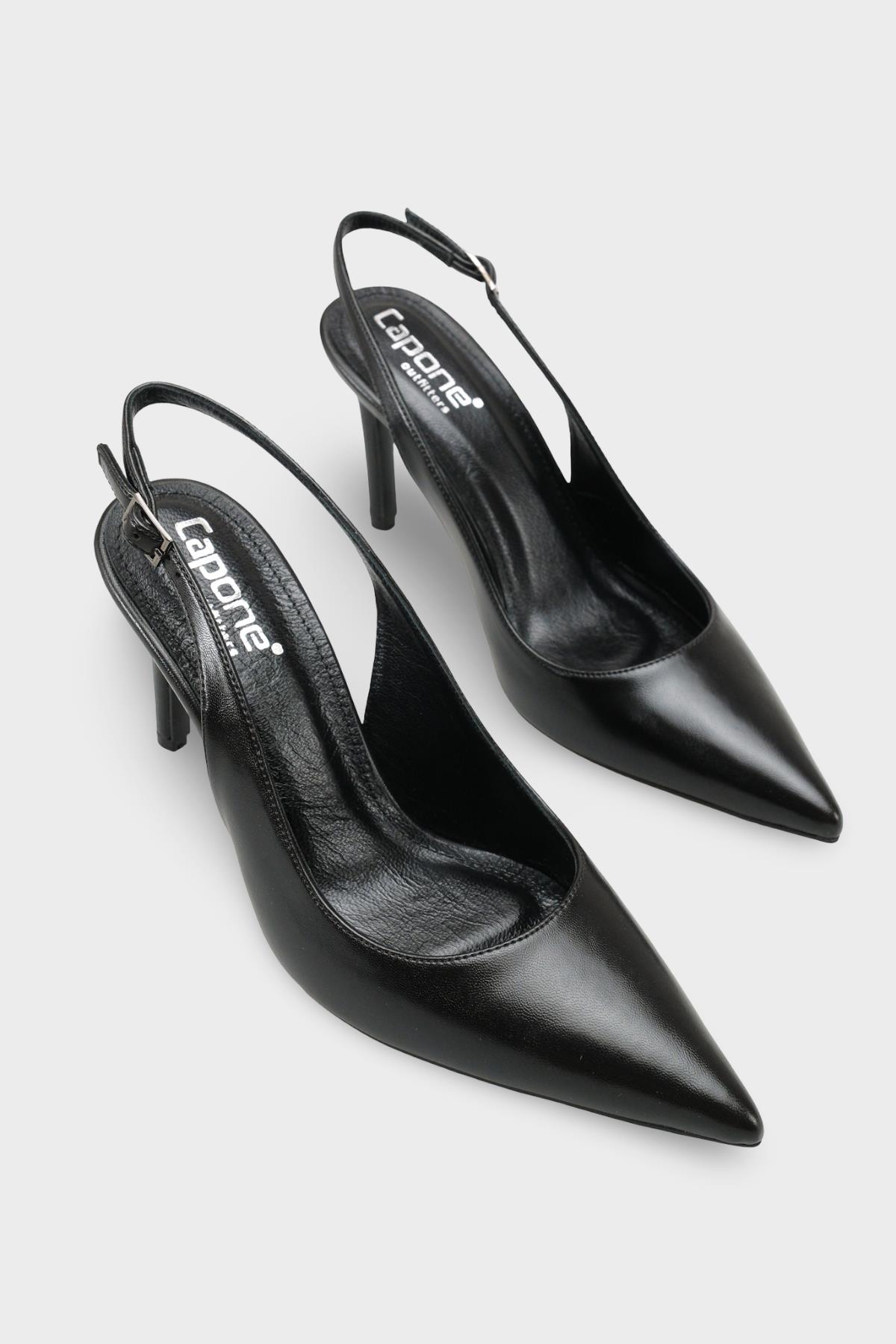 Capone Helsa Heeled Open Back Women Black Stiletto