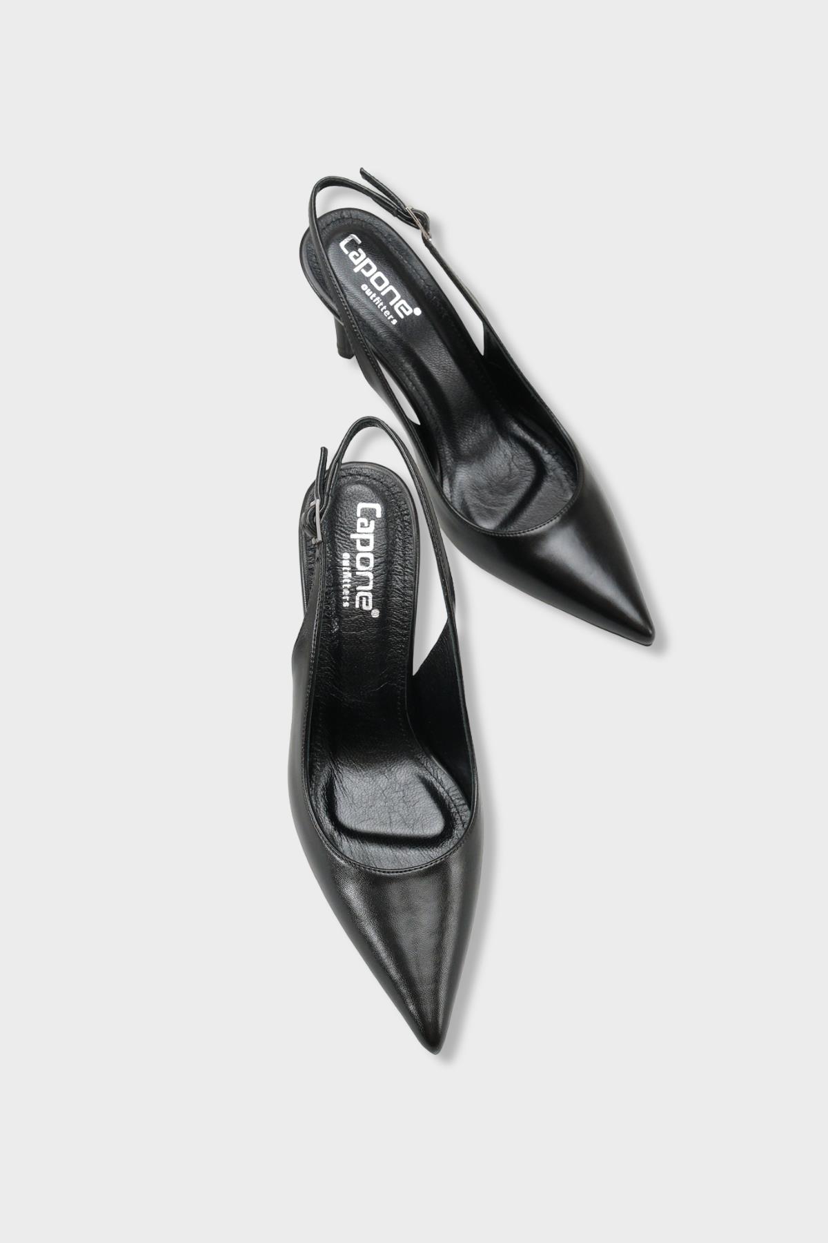 Capone Helsa Heeled Open Back Women Black Stiletto