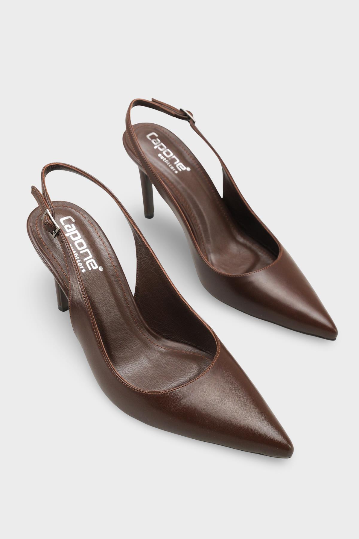 Capone Helsa Heeled Open Back Women Brown Stiletto