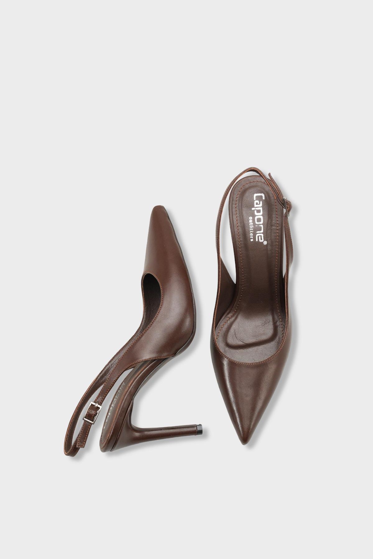Capone Helsa Heeled Open Back Women Brown Stiletto