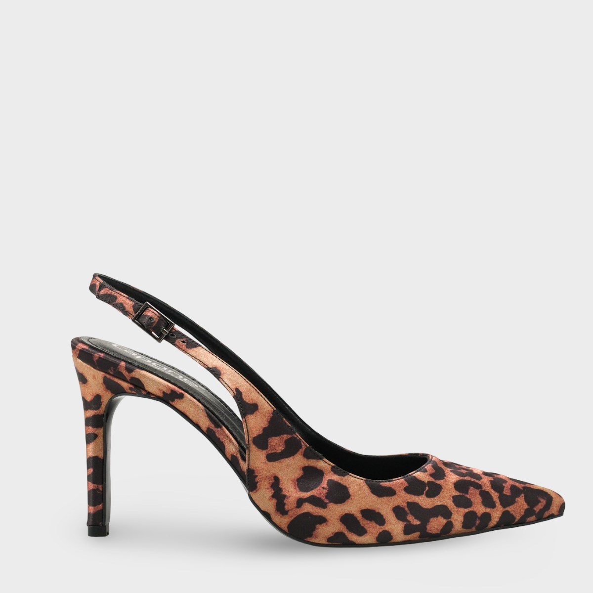 Capone Helsa Heeled Open Back Women Satin Leopard Stiletto