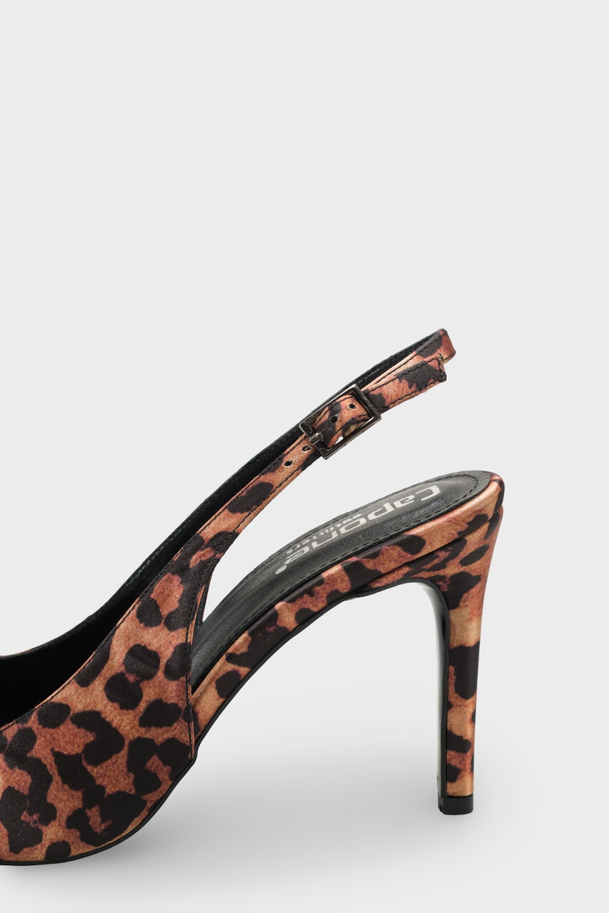 Capone Helsa Heeled Open Back Women Satin Leopard Stiletto