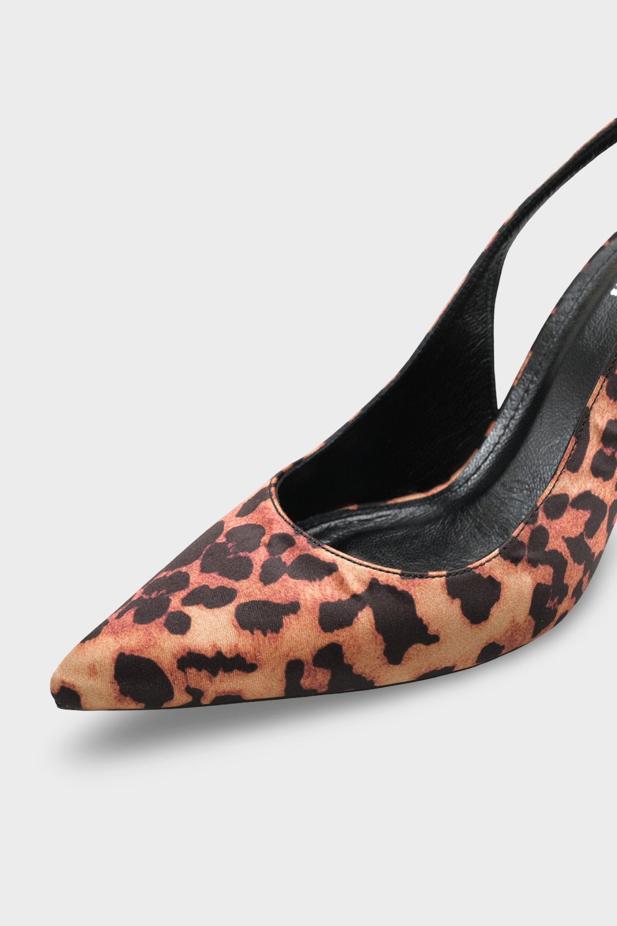 Capone Helsa Heeled Open Back Women Satin Leopard Stiletto