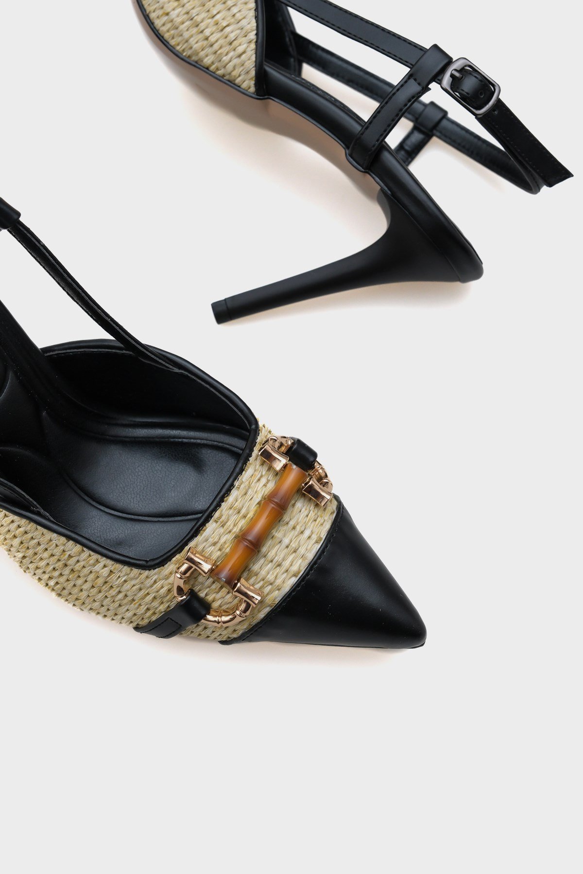 Capone Hetty Wooden Buckle Wicker Stiletto