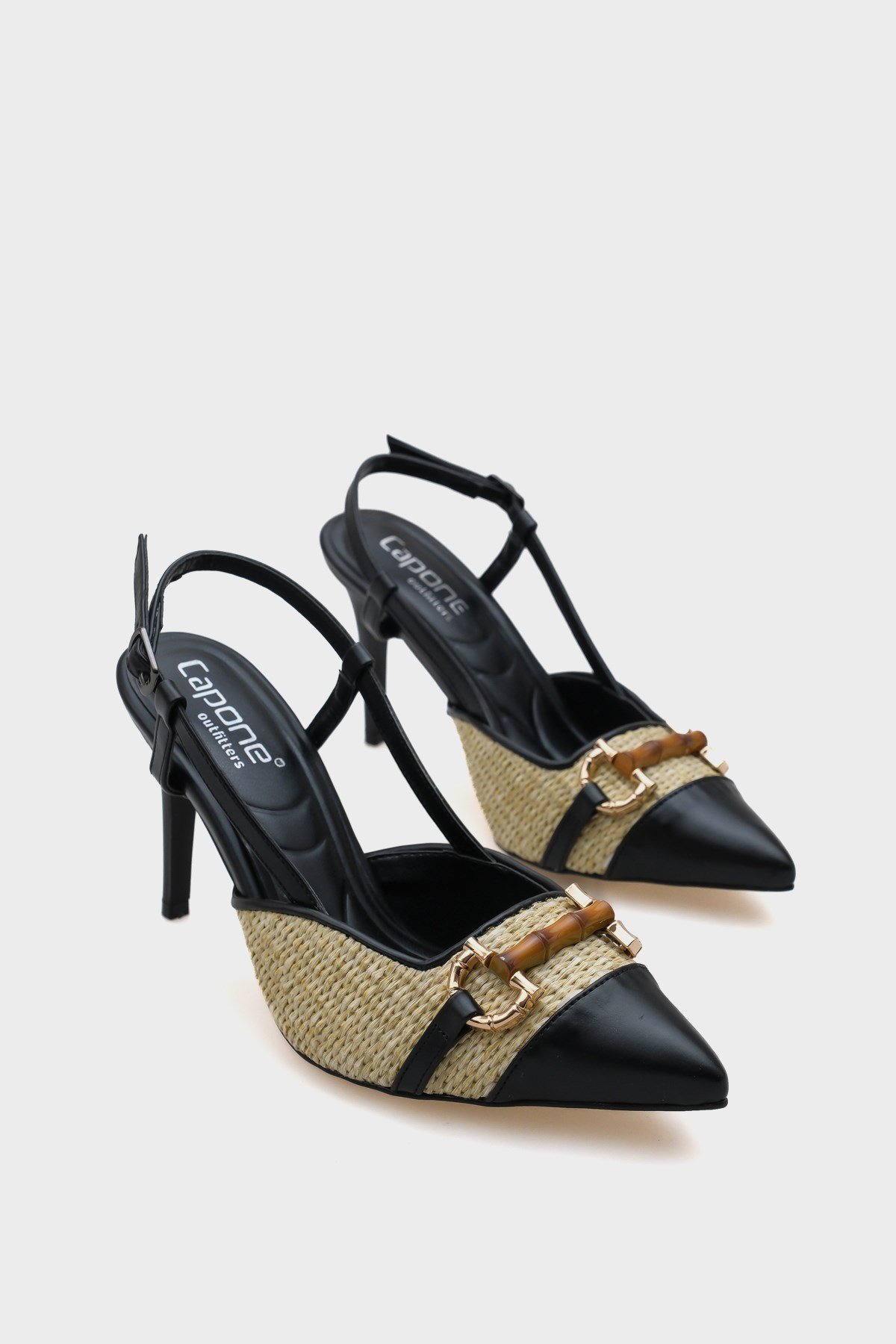 Capone Hetty Wooden Buckle Wicker Stiletto