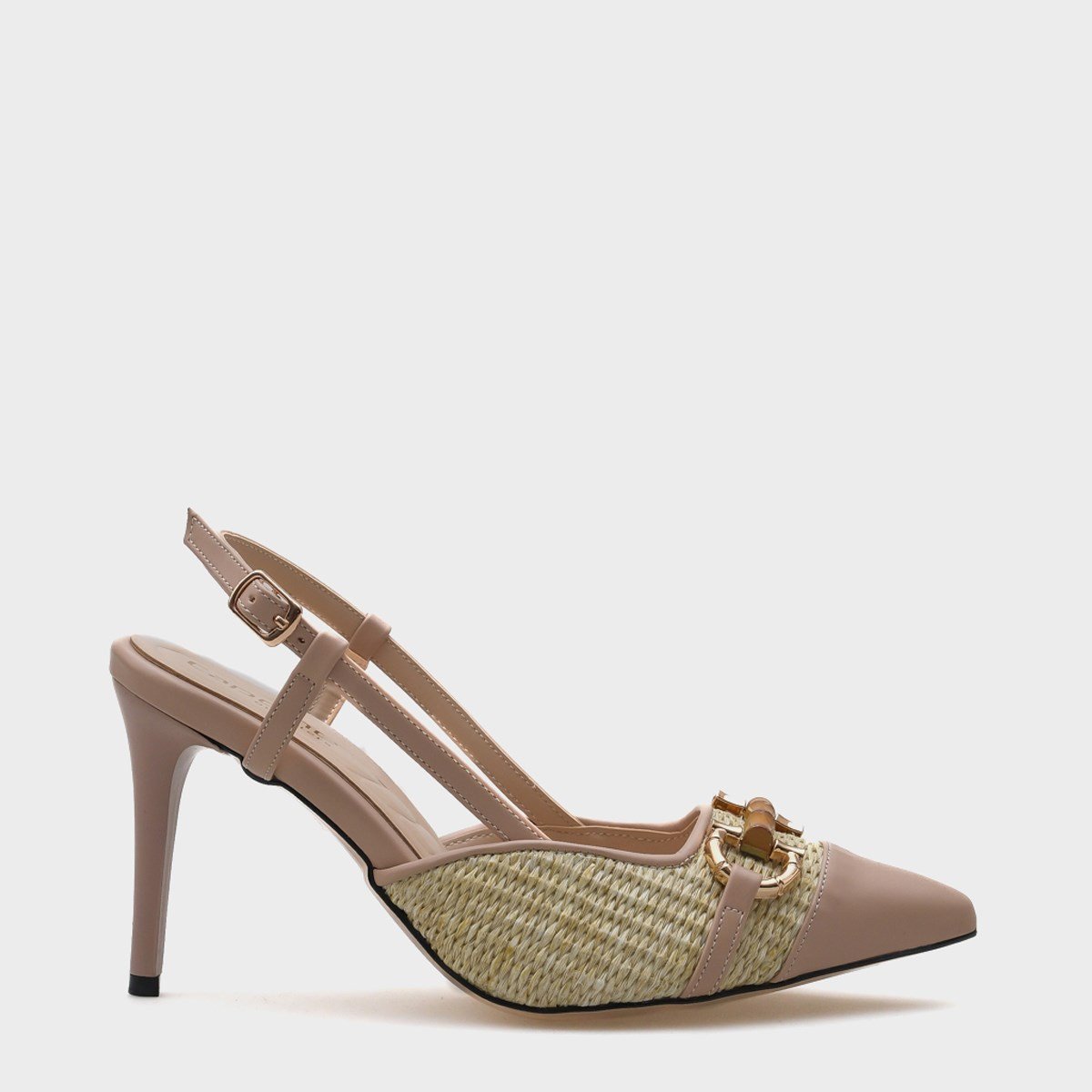 Capone Hetty Wooden Buckle Wicker Stiletto