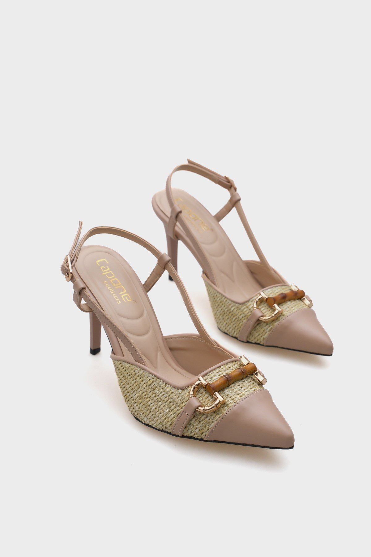 Capone Hetty Wooden Buckle Wicker Stiletto