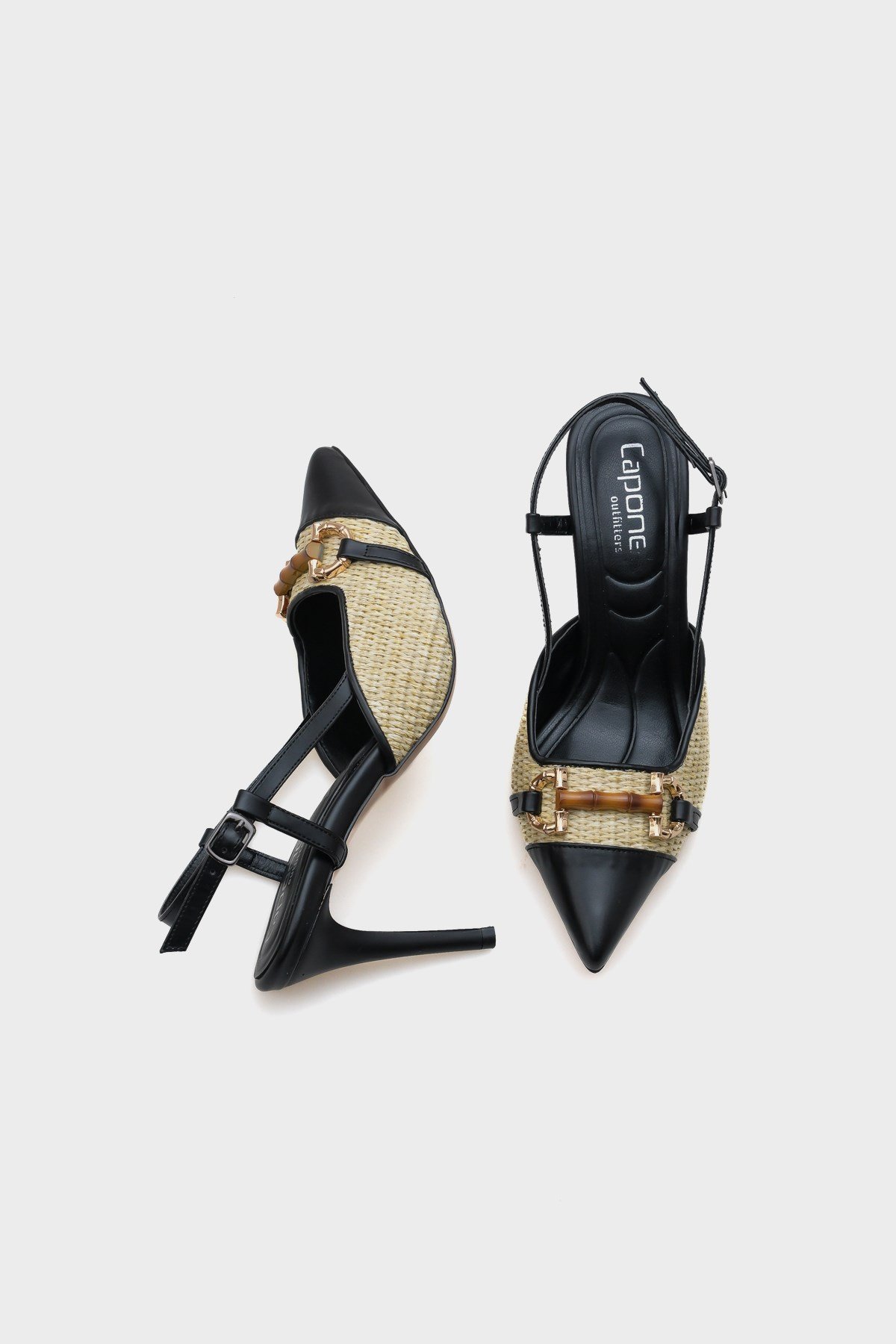 Capone Hetty Wooden Buckle Wicker Stiletto