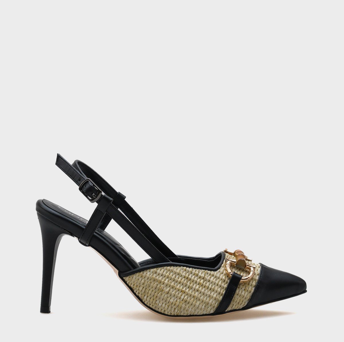 Capone Hetty Wooden Buckle Wicker Stiletto