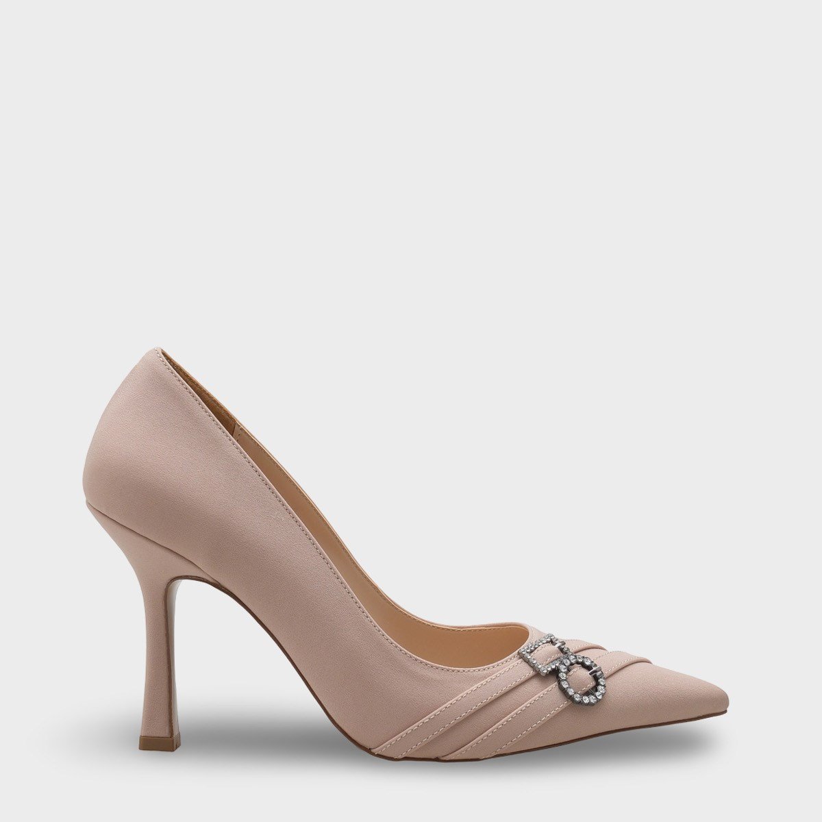 Capone High Heeled Buckled Satin Women Mink Stiletto
