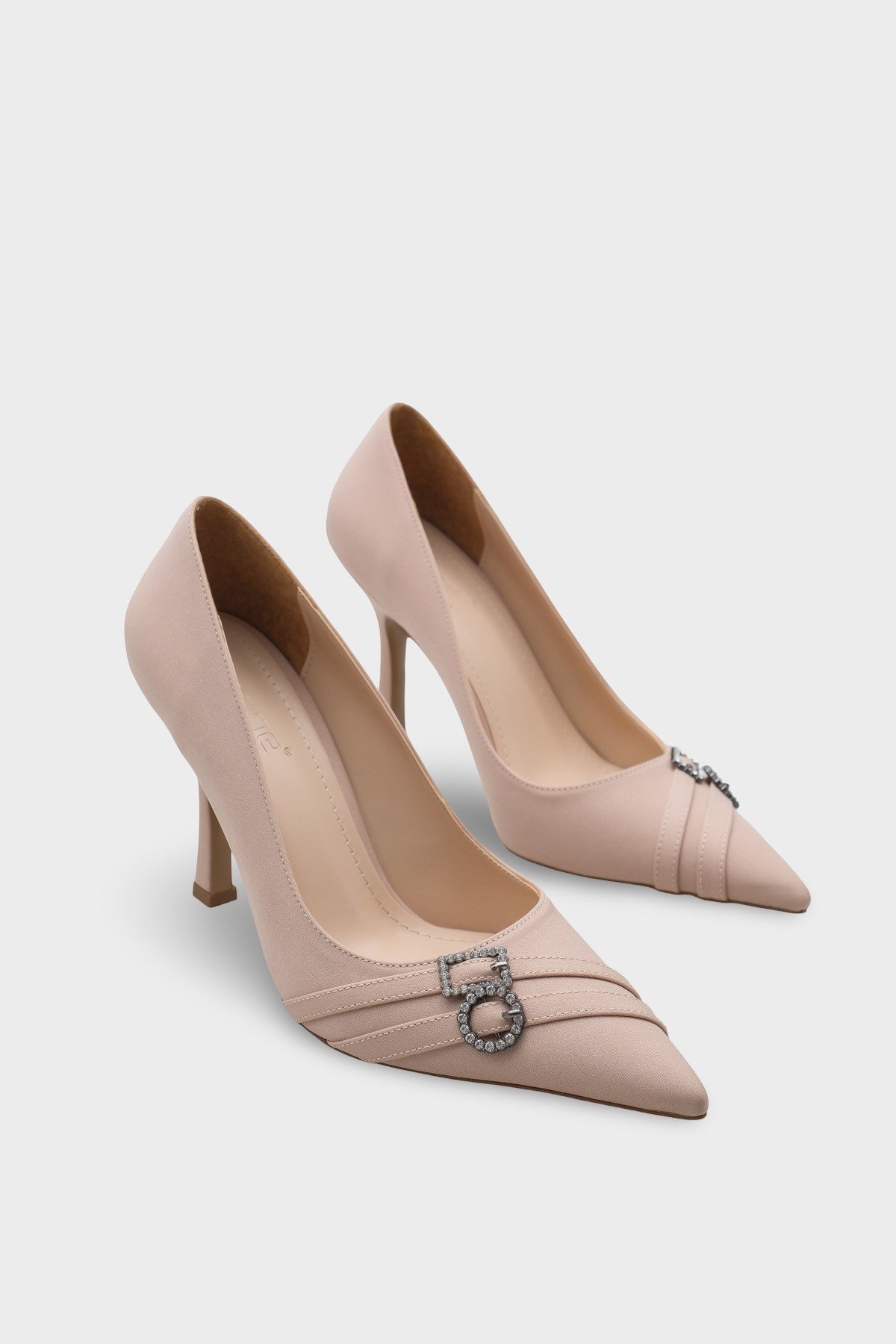 Capone High Heeled Buckled Satin Women Mink Stiletto
