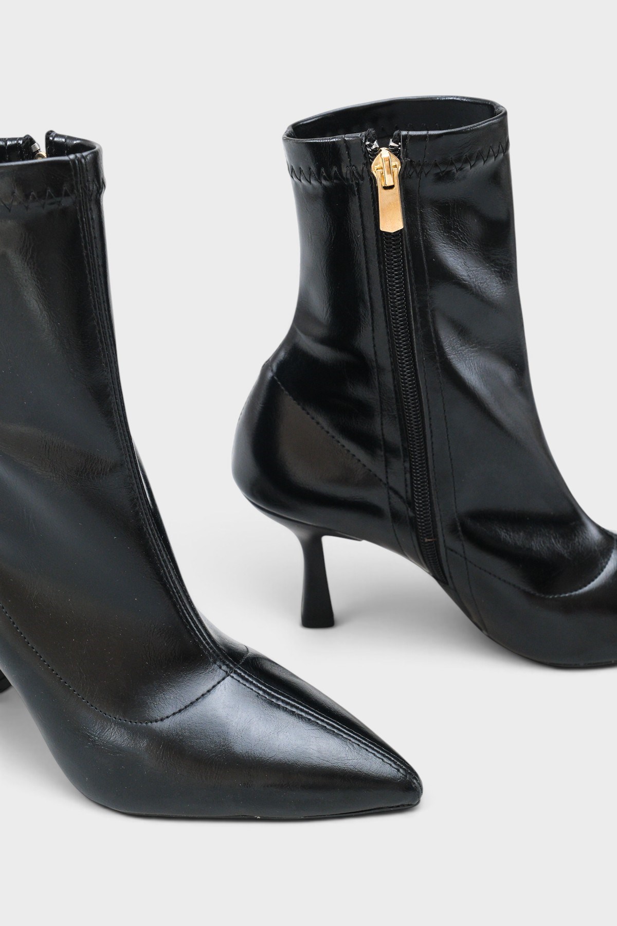 Capone Isla Stretch Pointed Toe High Heel Elegant Women Black Ankle Boot