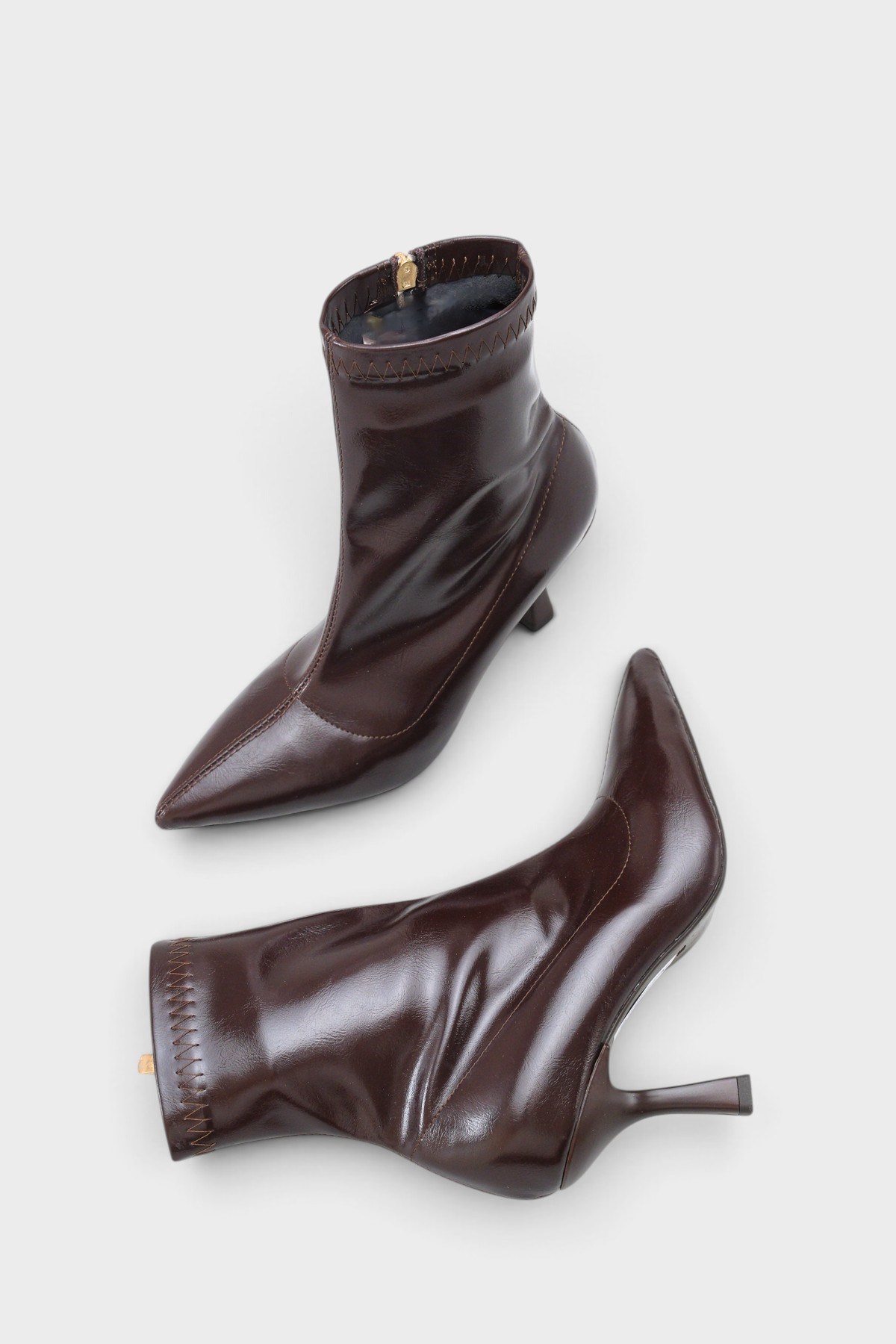 Capone Isla Stretch Pointed Toe High Heel Elegant Women Brown Ankle Boot
