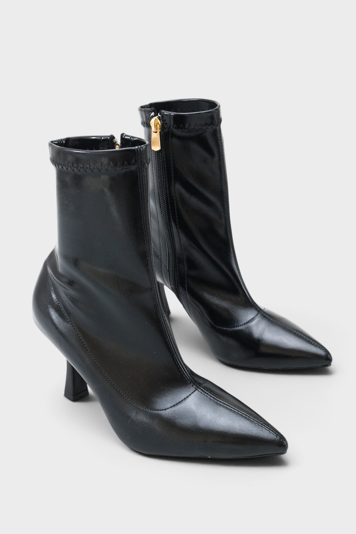 Capone Isla Stretch Pointed Toe High Heel Elegant Women Black Ankle Boot
