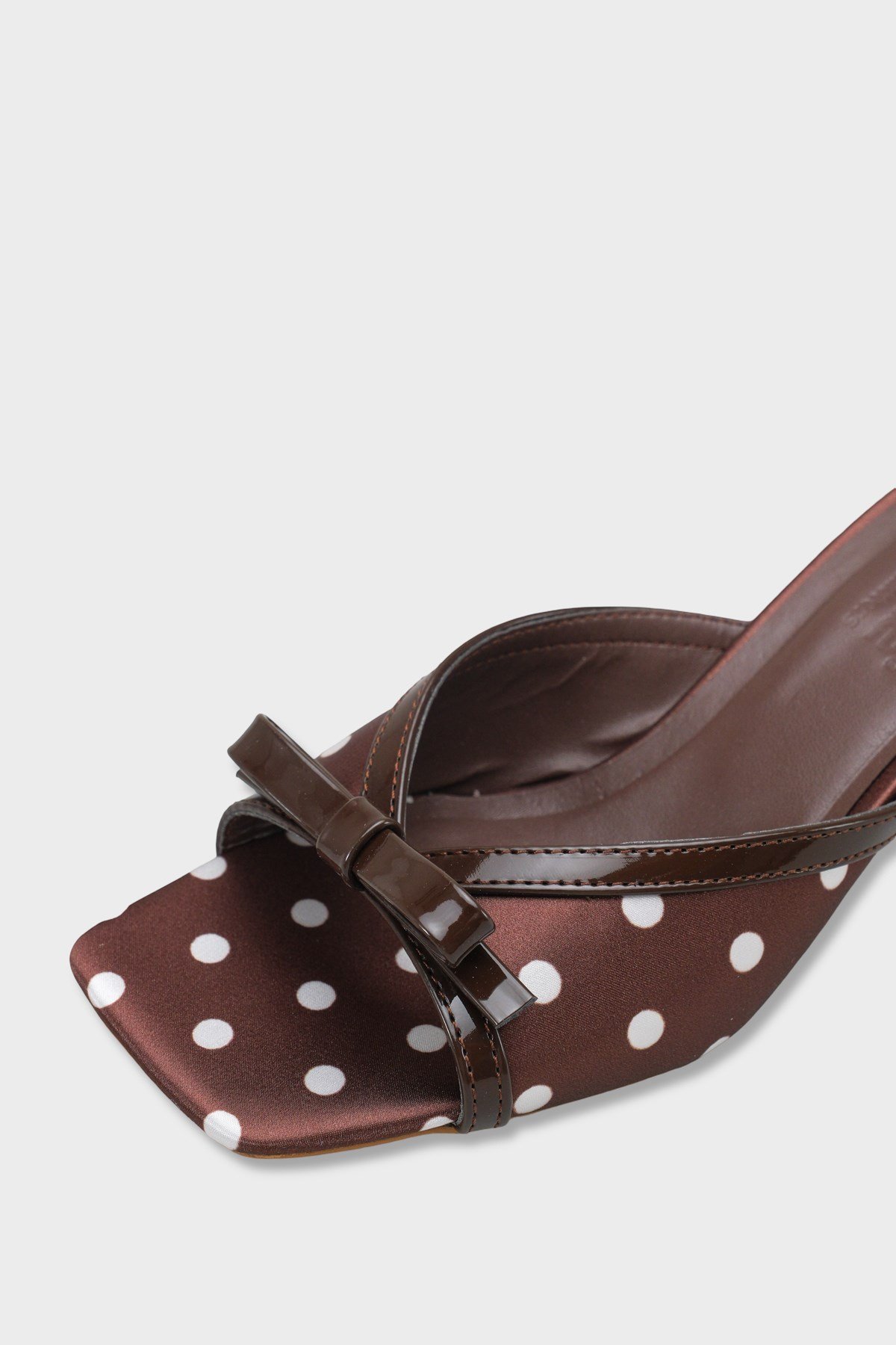 Capone Issy Satin Mid Heel Square Toe Women Brown Sandal