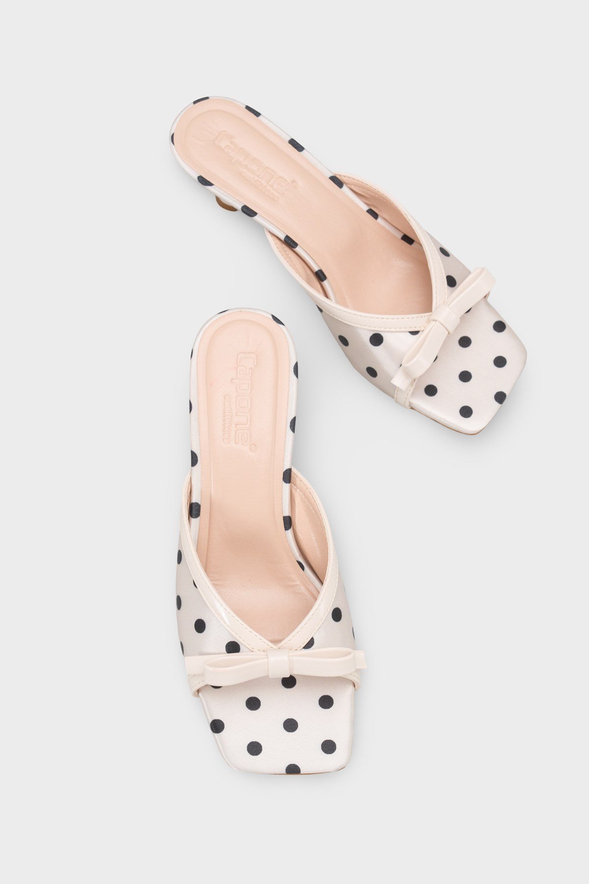 Capone Issy Satin Mid Heel Square Toe Women Beige Sandal