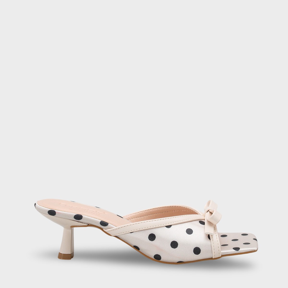 Capone Issy Satin Mid Heel Square Toe Women Beige Sandal