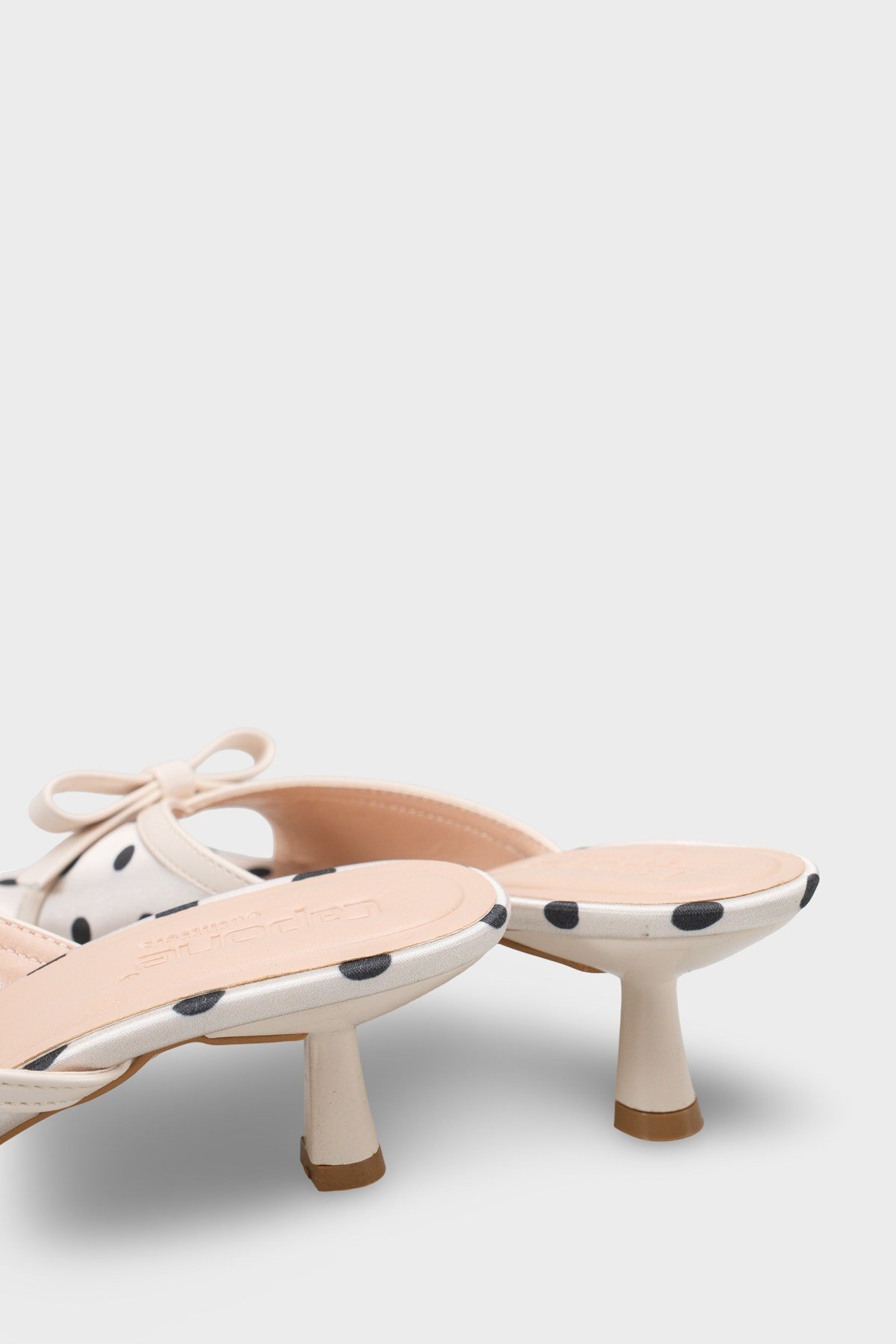 Capone Issy Satin Mid Heel Square Toe Women Beige Sandal