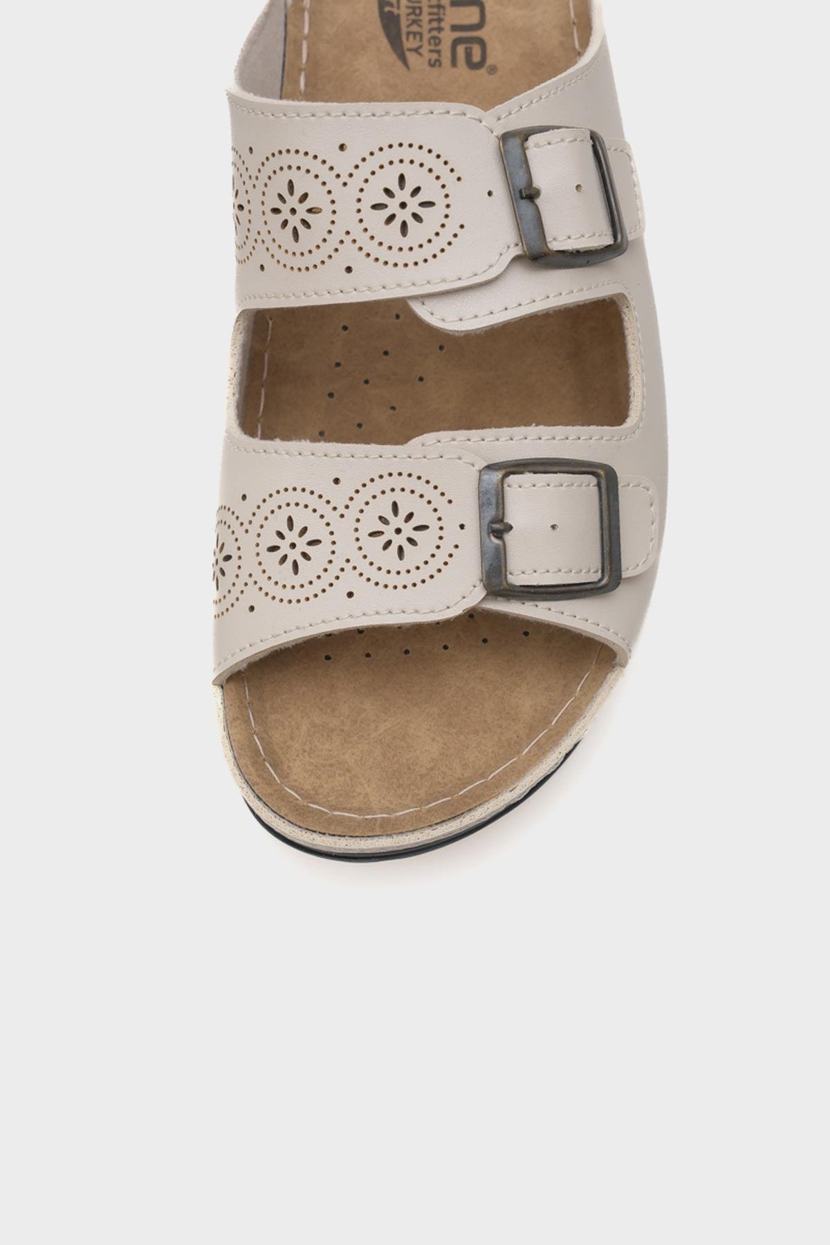 Capone Jaclin 107009 Women Beige Double Starps Slide Comfort Anatomical Sandals