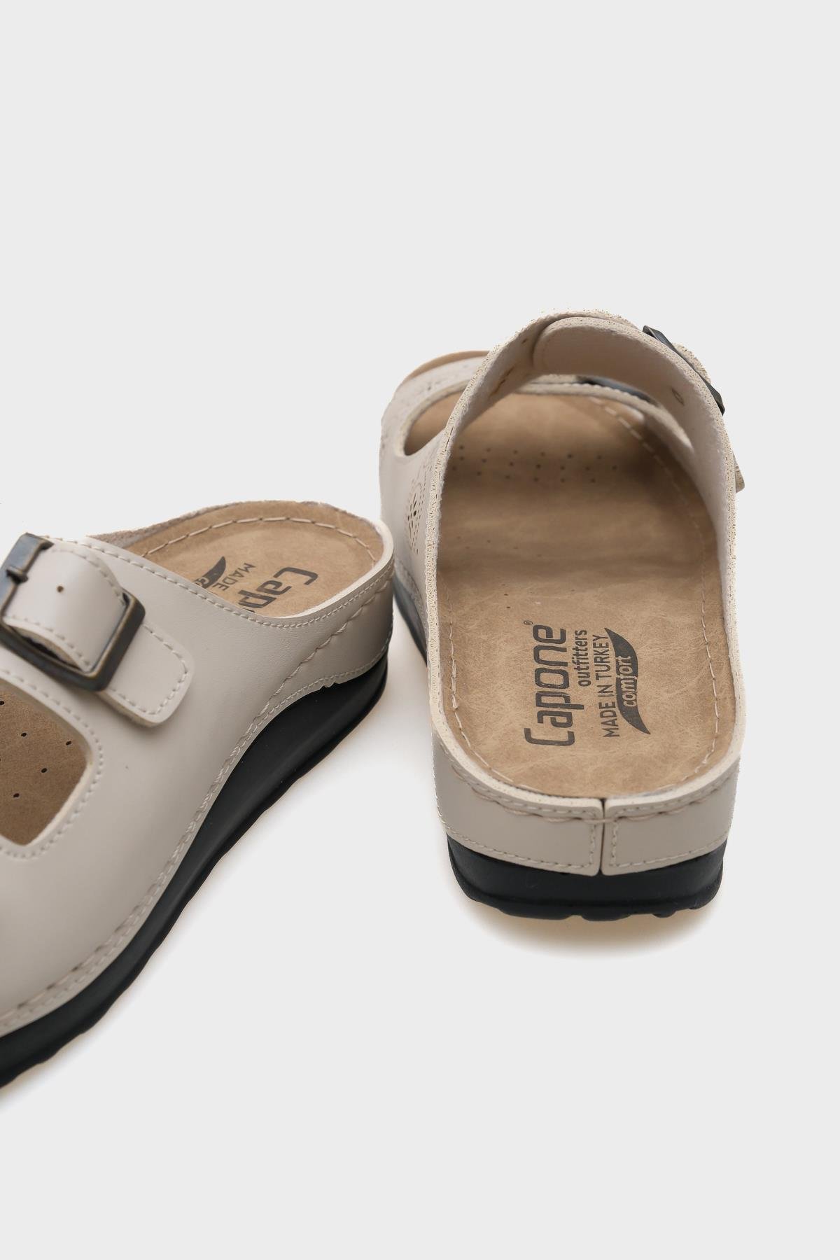 Capone Jaclin 107009 Women Beige Double Starps Slide Comfort Anatomical Sandals