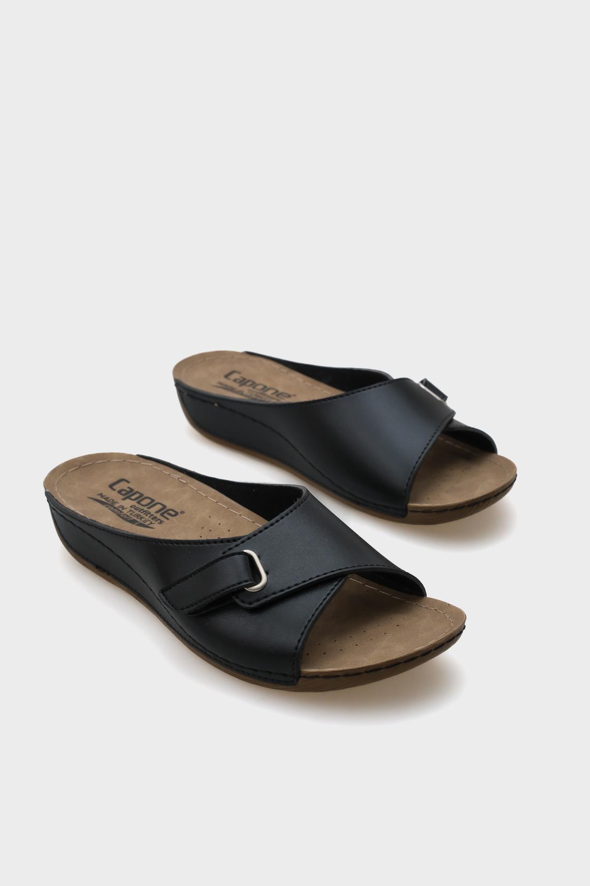 Capone Jenn Z0397 Women Black Slide Comfort Anatomical Sandals