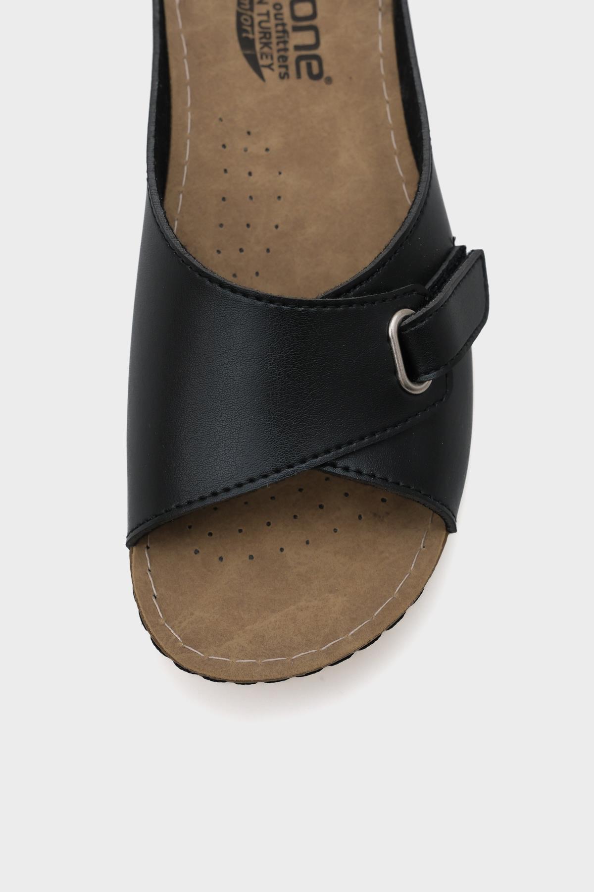 Capone Jenn Z0397 Women Black Slide Comfort Anatomical Sandals