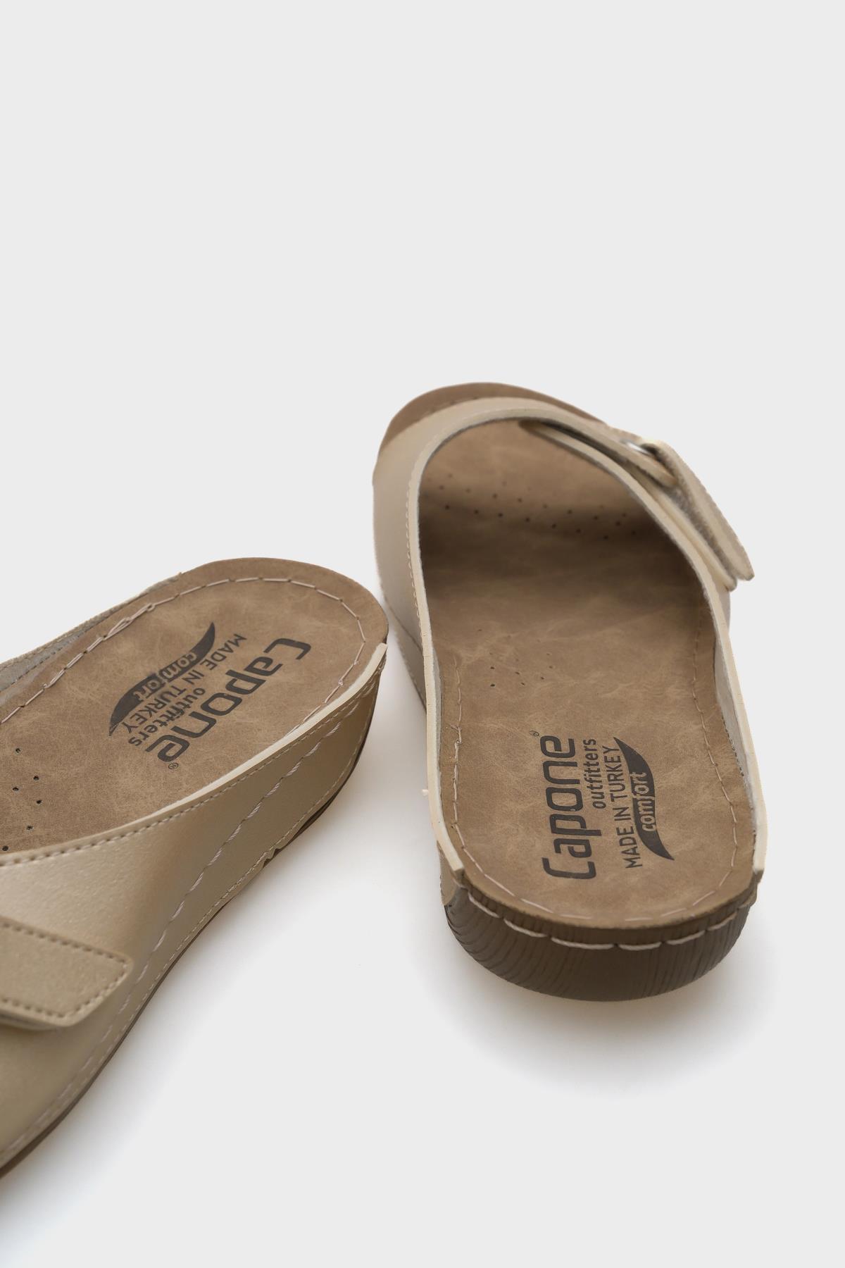 Capone Jenn Z0397 Women Gold Slide Comfort Anatomical Sandals