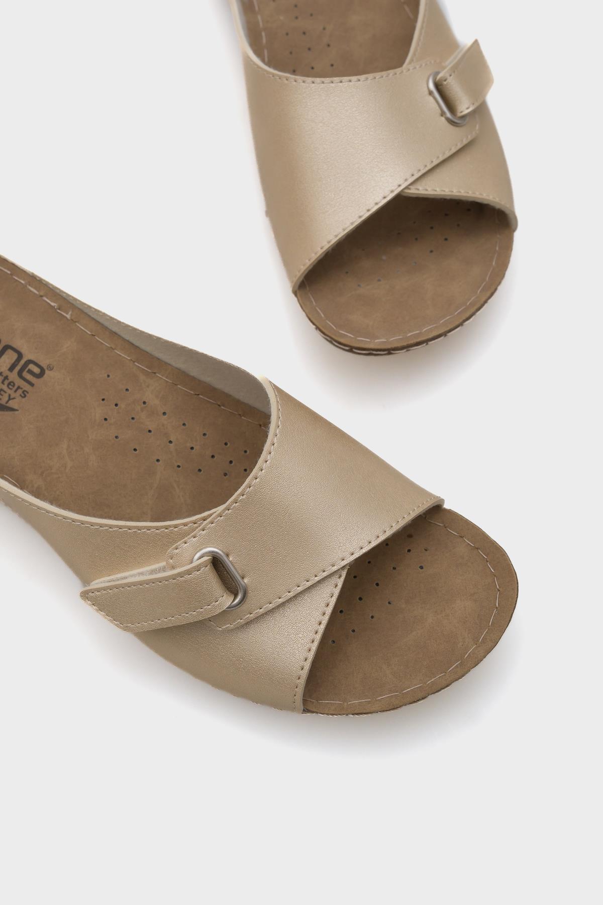 Capone Jenn Z0397 Women Gold Slide Comfort Anatomical Sandals