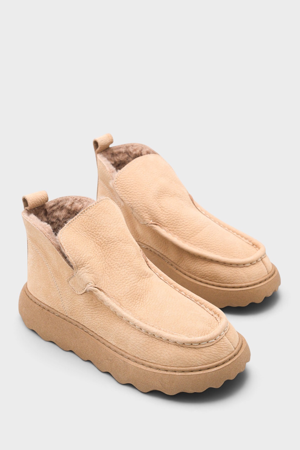 Capone Jenni Genuine Nubuck Leather Comfort Women Beige Ankle Boot