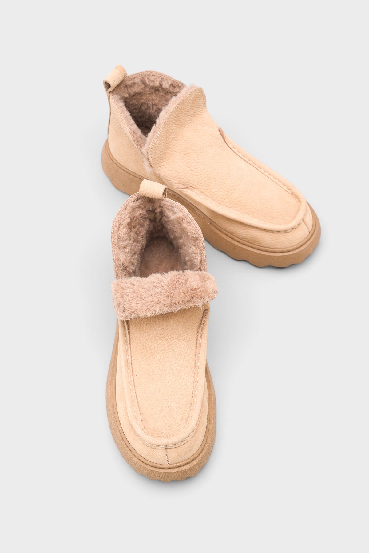 Capone Jenni Genuine Nubuck Leather Comfort Women Beige Ankle Boot