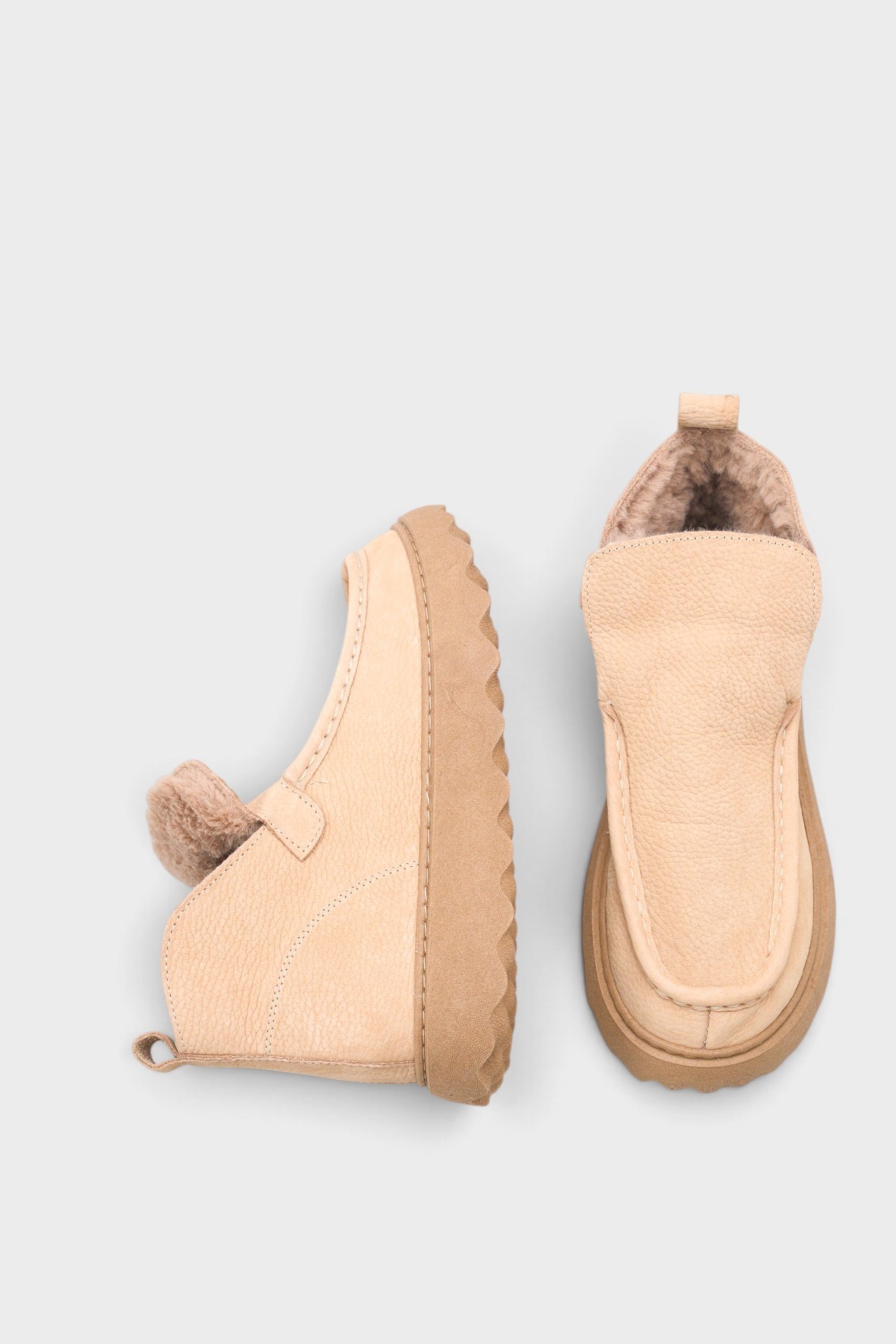 Capone Jenni Genuine Nubuck Leather Comfort Women Beige Ankle Boot