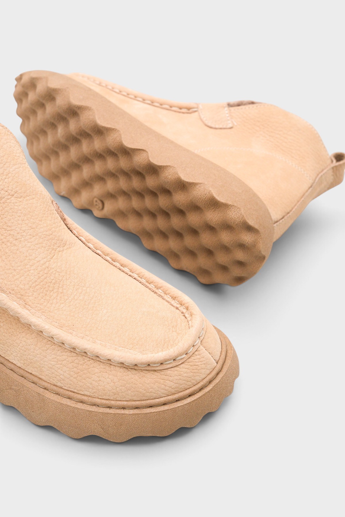 Capone Jenni Genuine Nubuck Leather Comfort Women Beige Ankle Boot