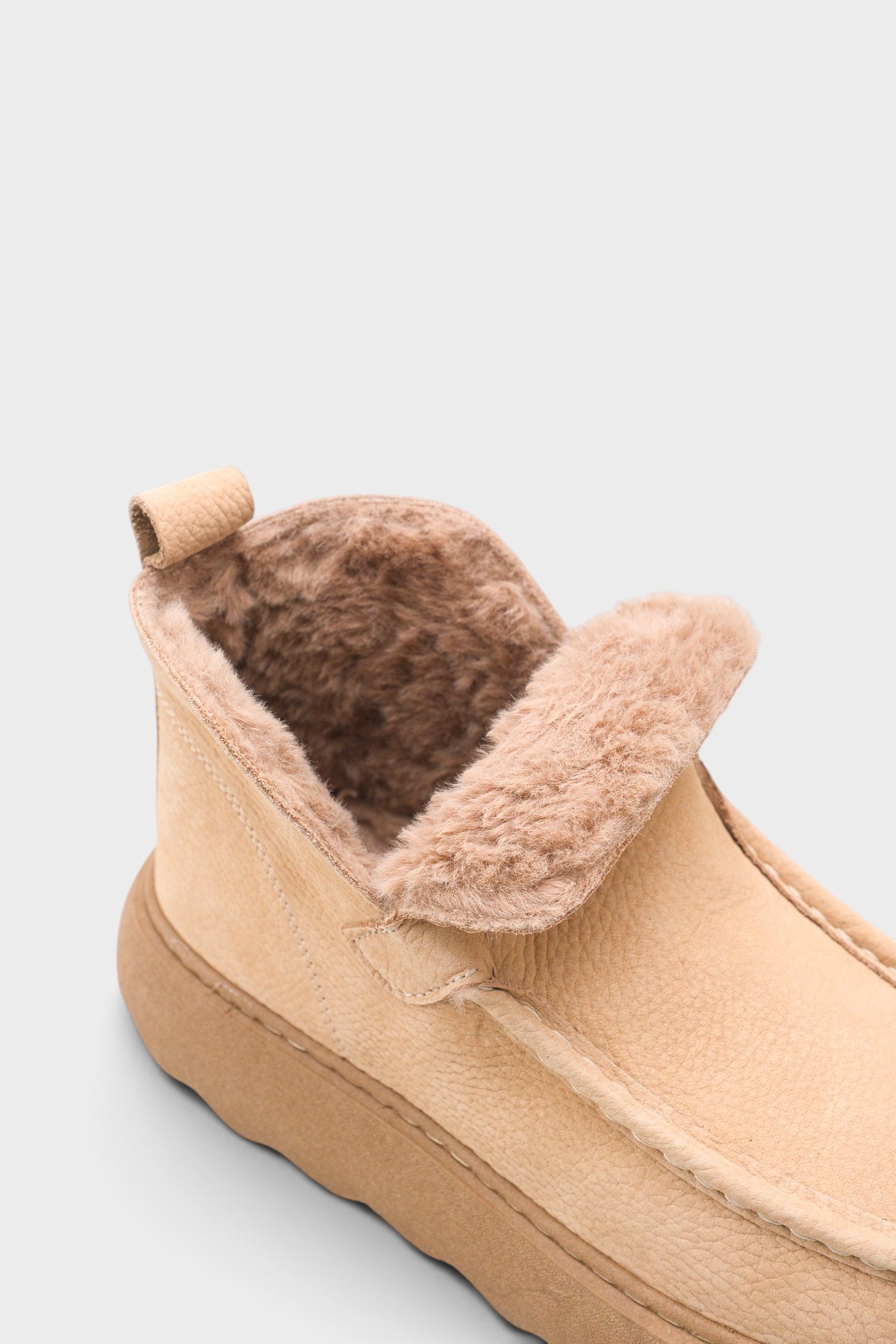 Capone Jenni Genuine Nubuck Leather Comfort Women Beige Ankle Boot