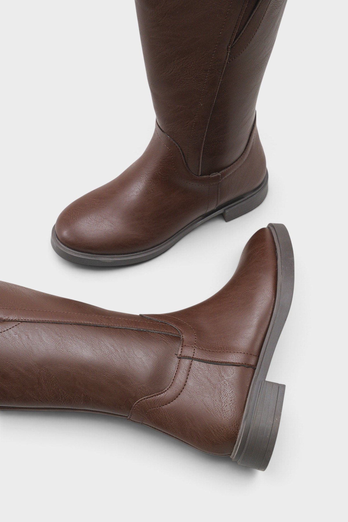 Capone Jessika Round Toe Elastic Shaft Buckle Women Brown Riding Boot