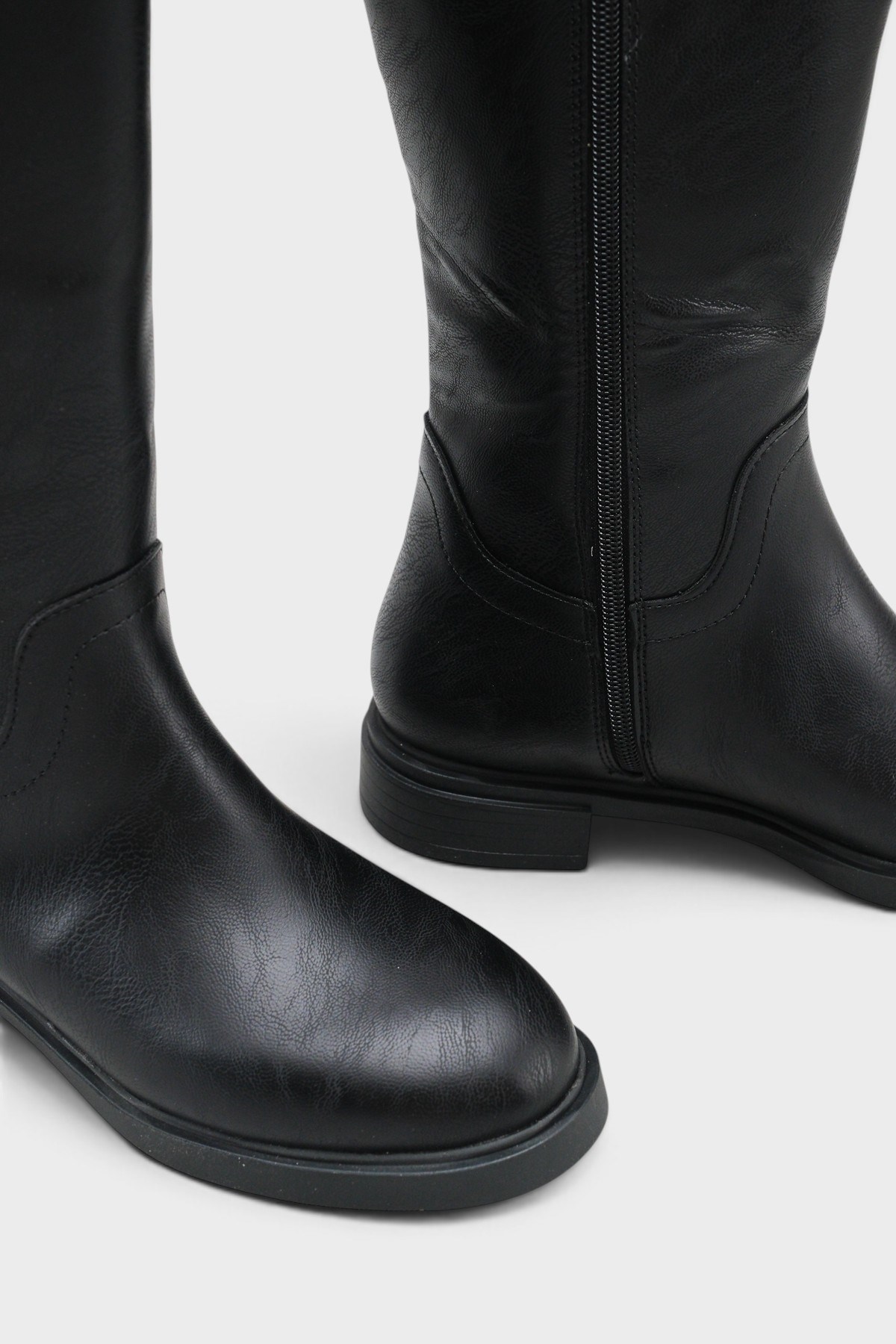 Capone Jessika Round Toe Elastic Shaft Buckle Women Black Riding Boot