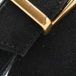 Capone Joell  Suede Look Hidden Wedge Metal Buckle Women Sued Black Ballet Flat