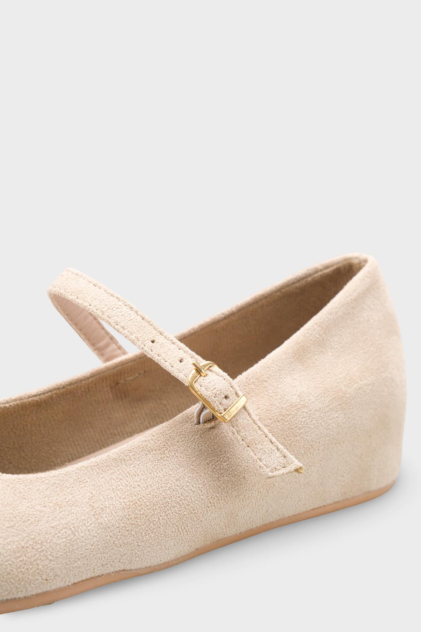 Capone Joell  Suede Look Hidden Wedge Metal Buckle Women Sued Mink Ballet Flat