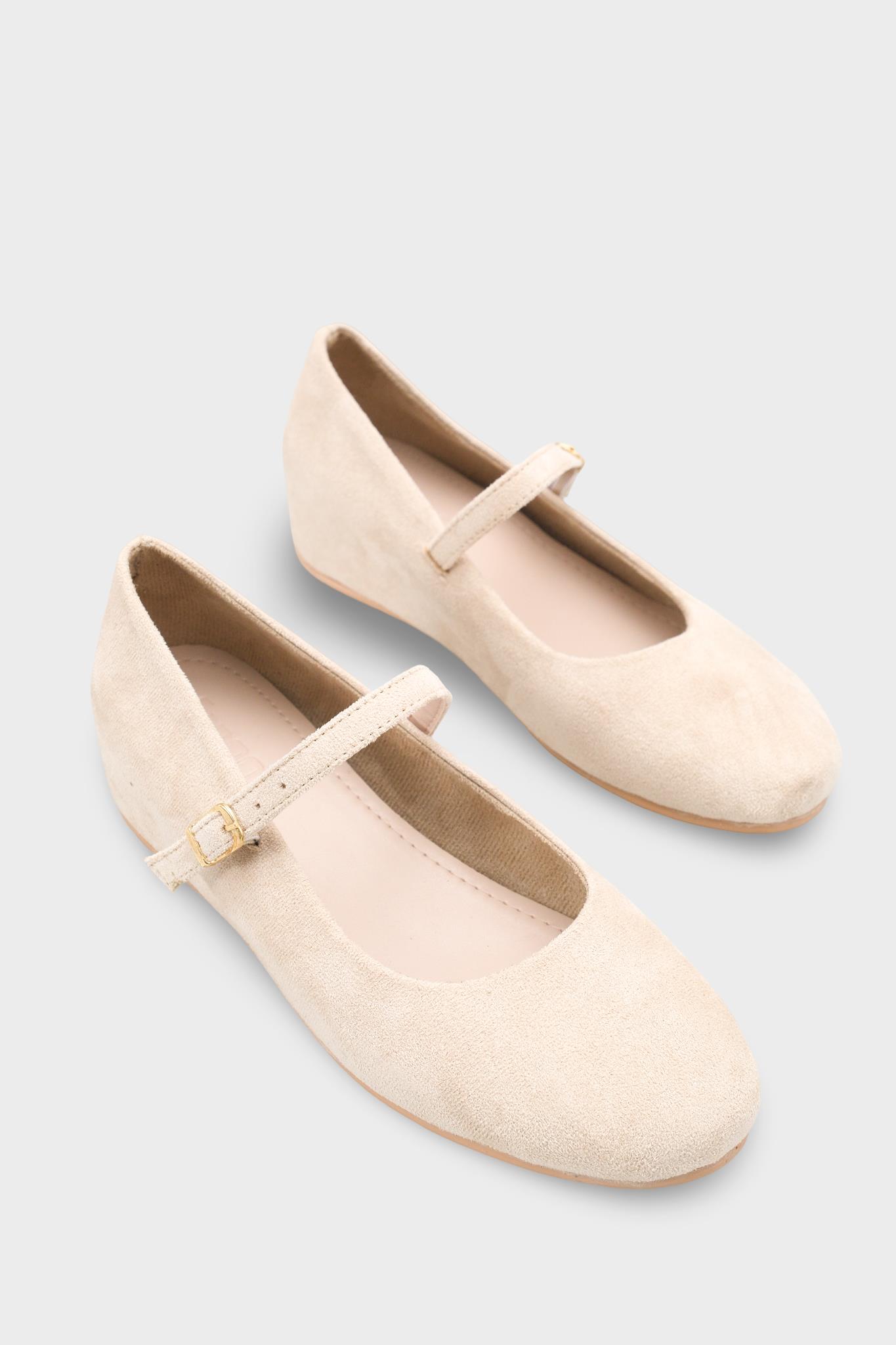 Capone Joell  Suede Look Hidden Wedge Metal Buckle Women Sued Mink Ballet Flat