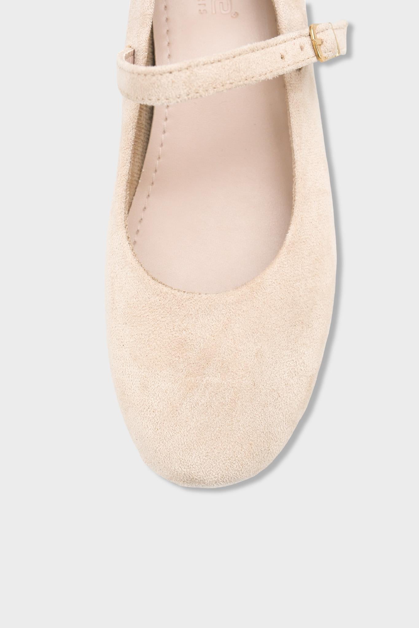 Capone Joell  Suede Look Hidden Wedge Metal Buckle Women Sued Mink Ballet Flat