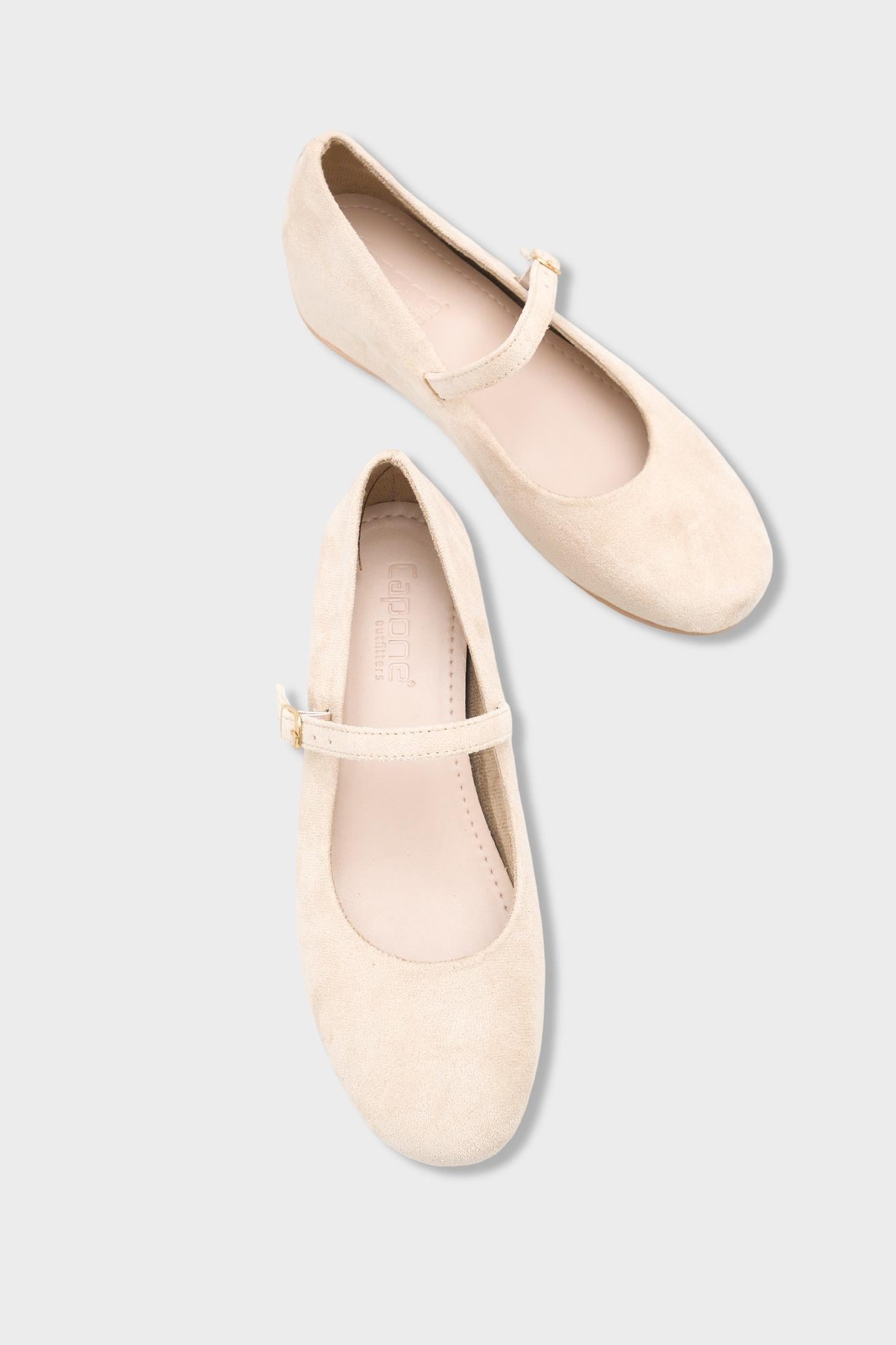 Capone Joell  Suede Look Hidden Wedge Metal Buckle Women Sued Mink Ballet Flat