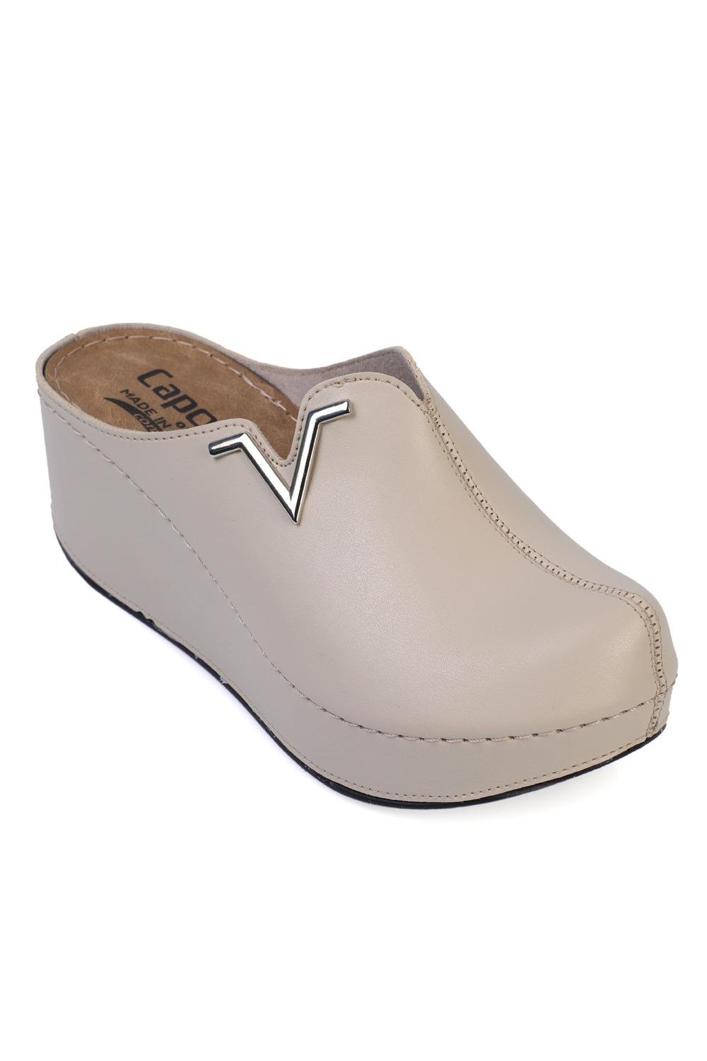 Capone Kally Z6188 Women Beige Platform V Clip Accessory Clog Sandals