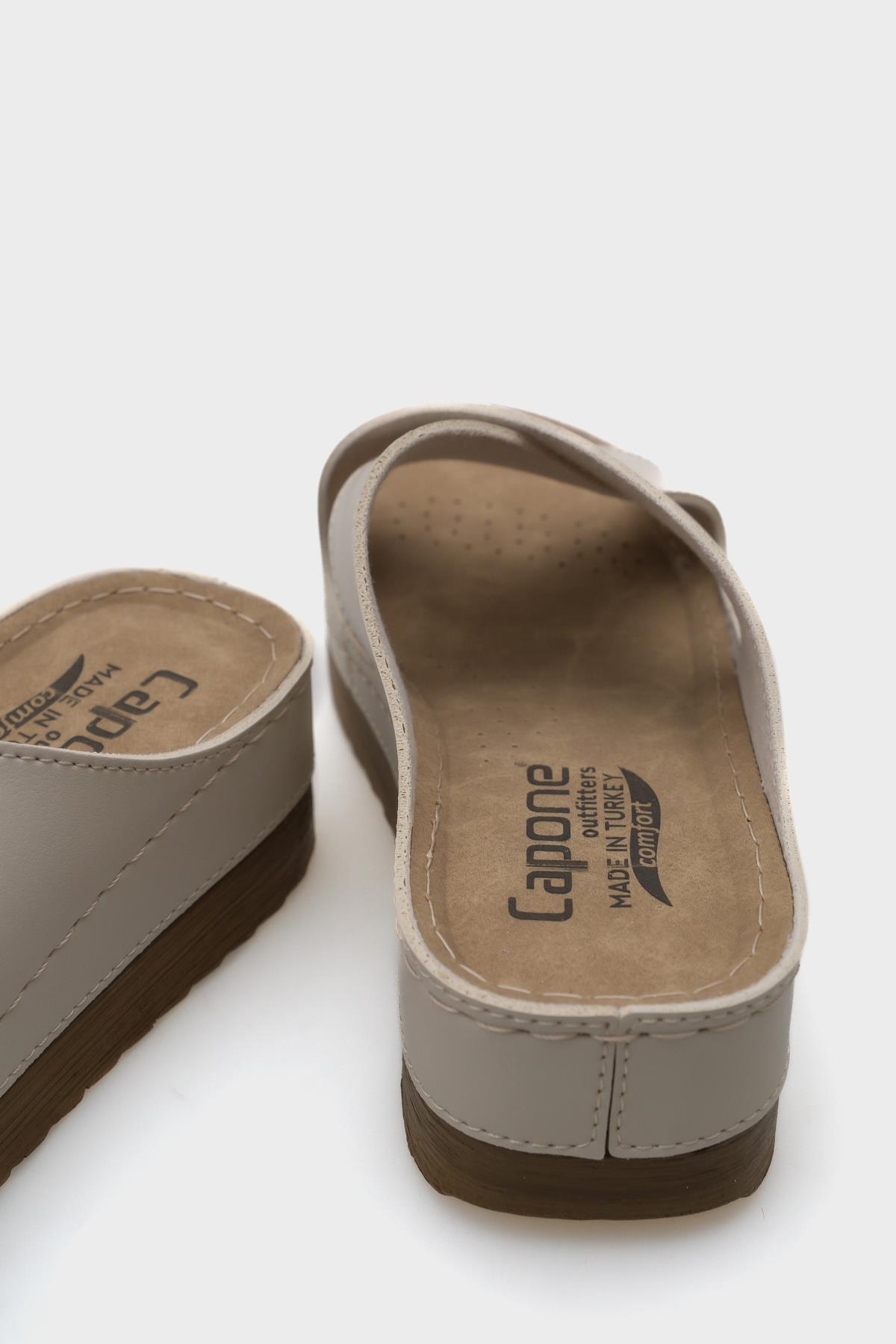 Capone Kandy Z0632 Women Beige Slide Comfort Anatomical Cross Band Sandals