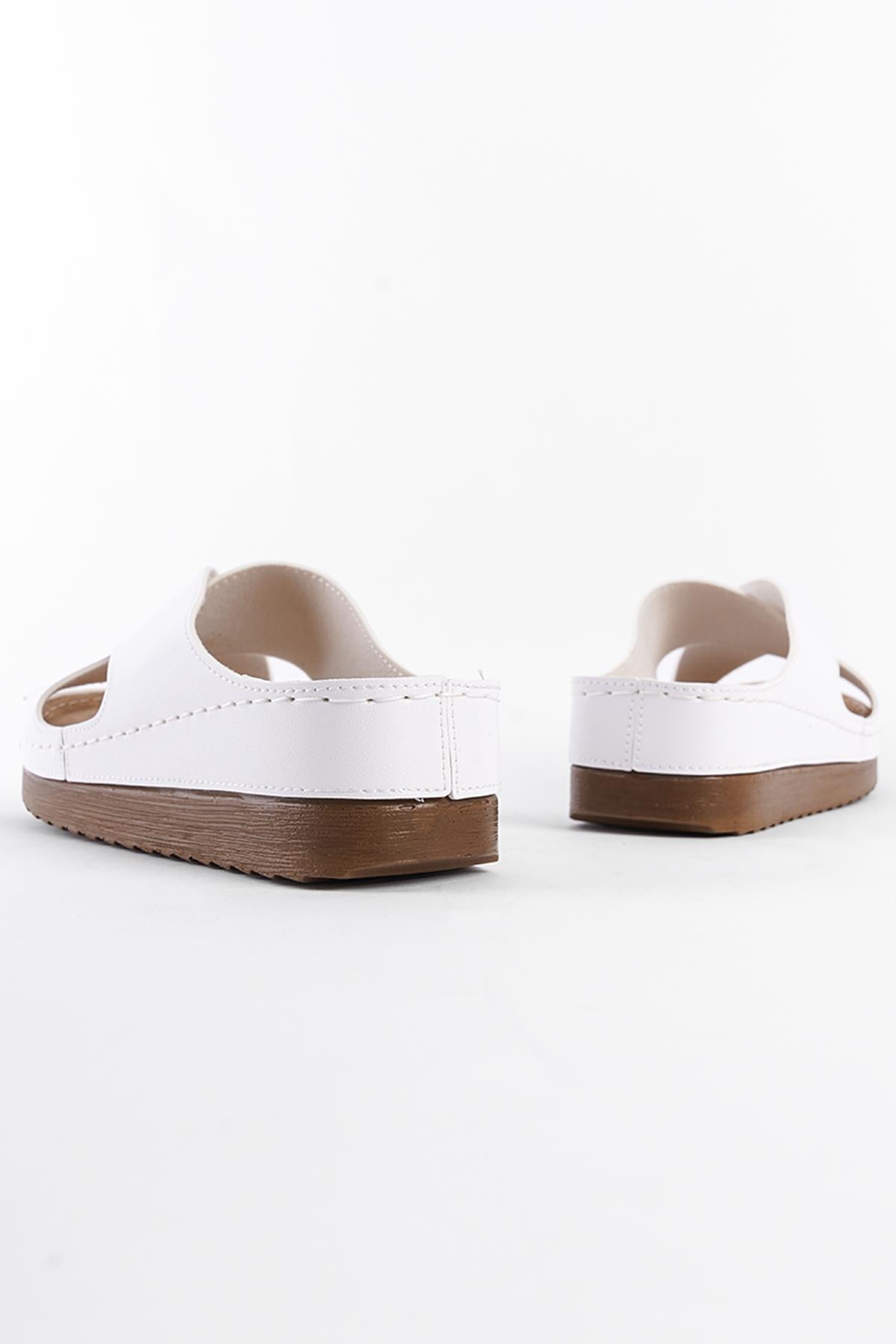 Capone Kandy Z0632 Women White Slide Comfort Anatomical Cross Band Sandals