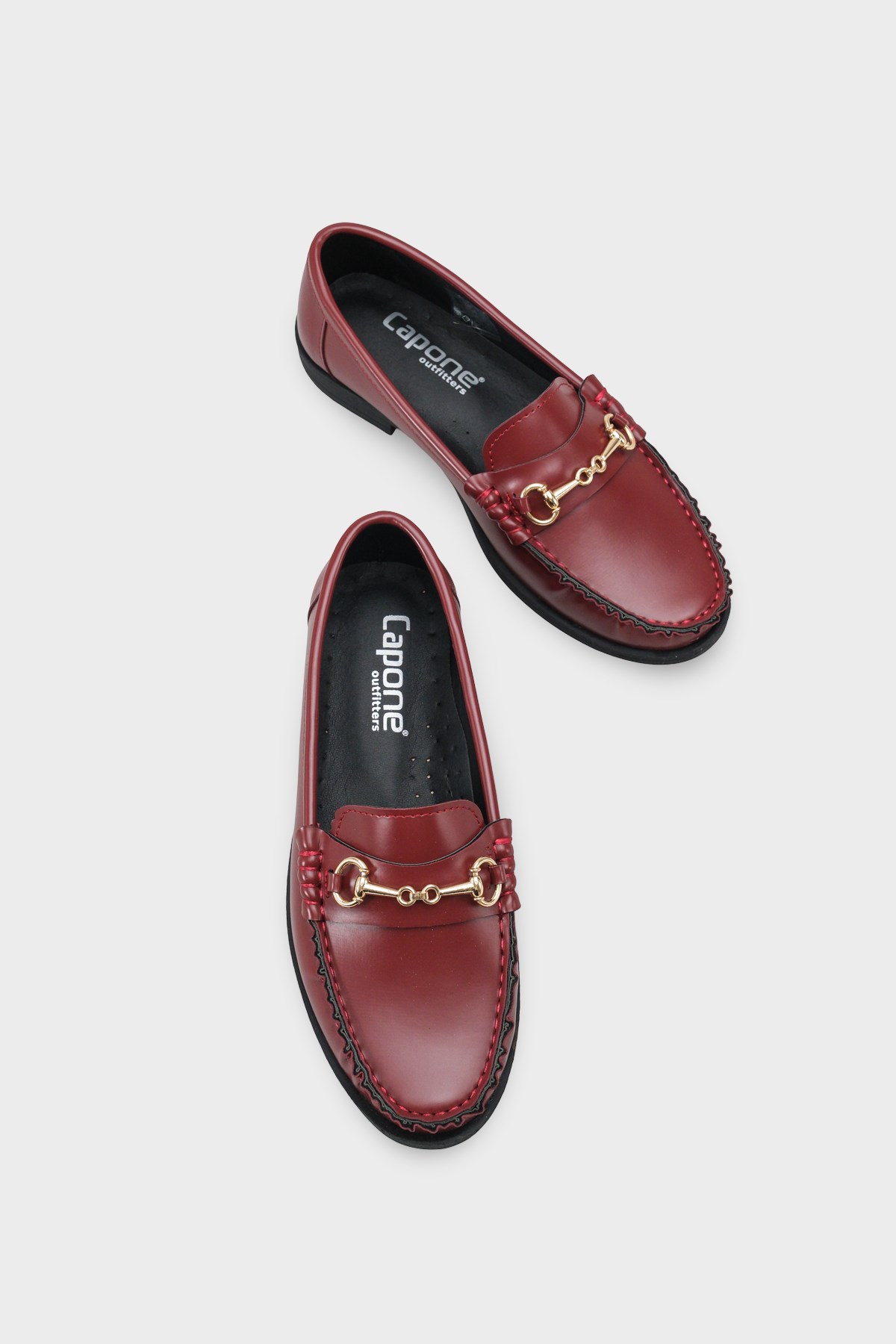 Capone Karlie Metal Buckle Patent Look Women Burgundy Loafer