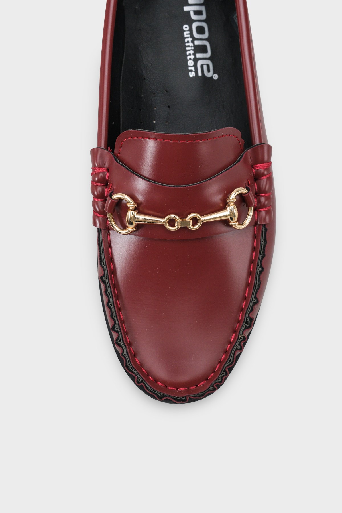 Capone Karlie Metal Buckle Patent Look Women Burgundy Loafer