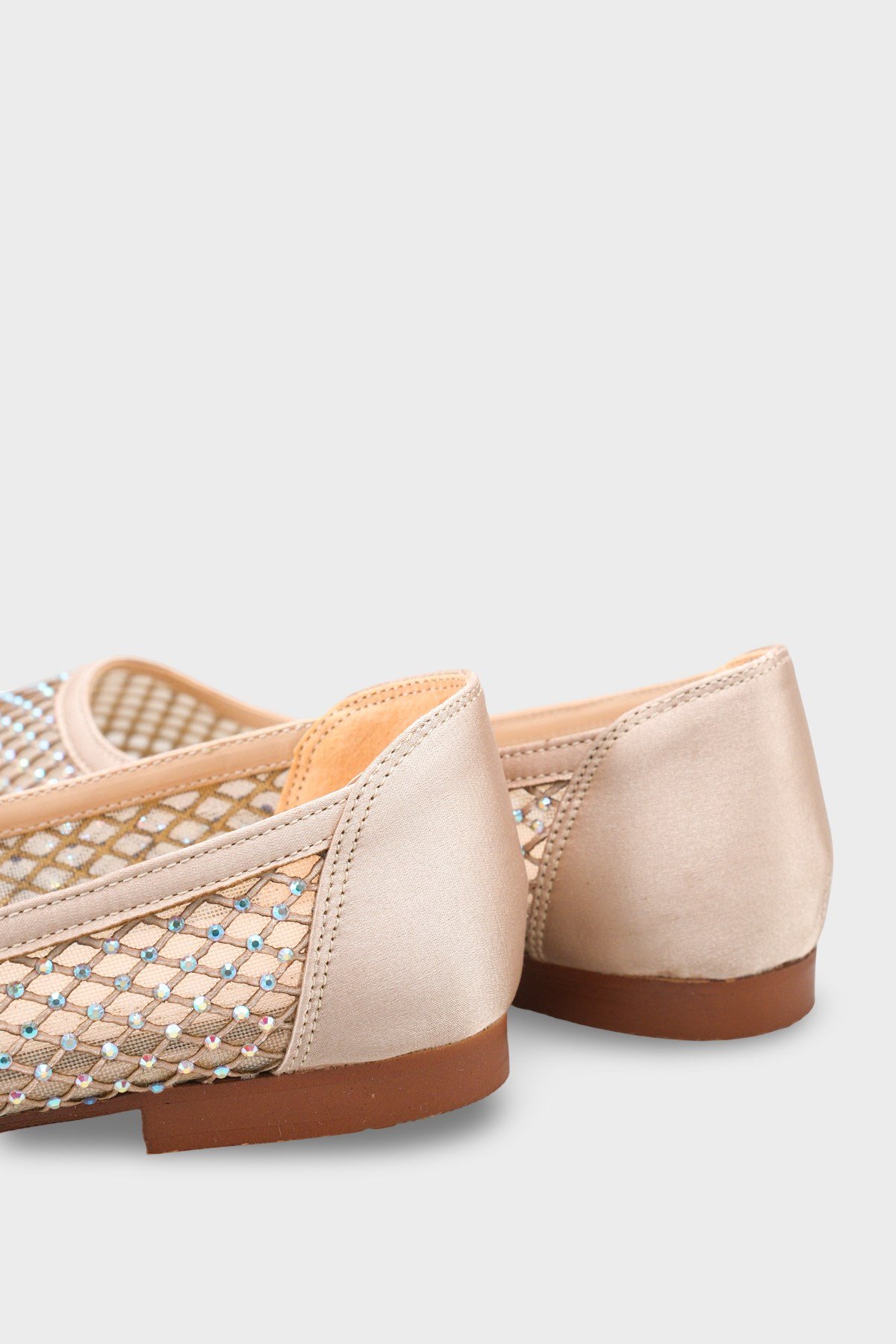 Capone Kathlene Pointed Toe Crystal Embellished Mesh Women Gold Wedding Ballet Flat