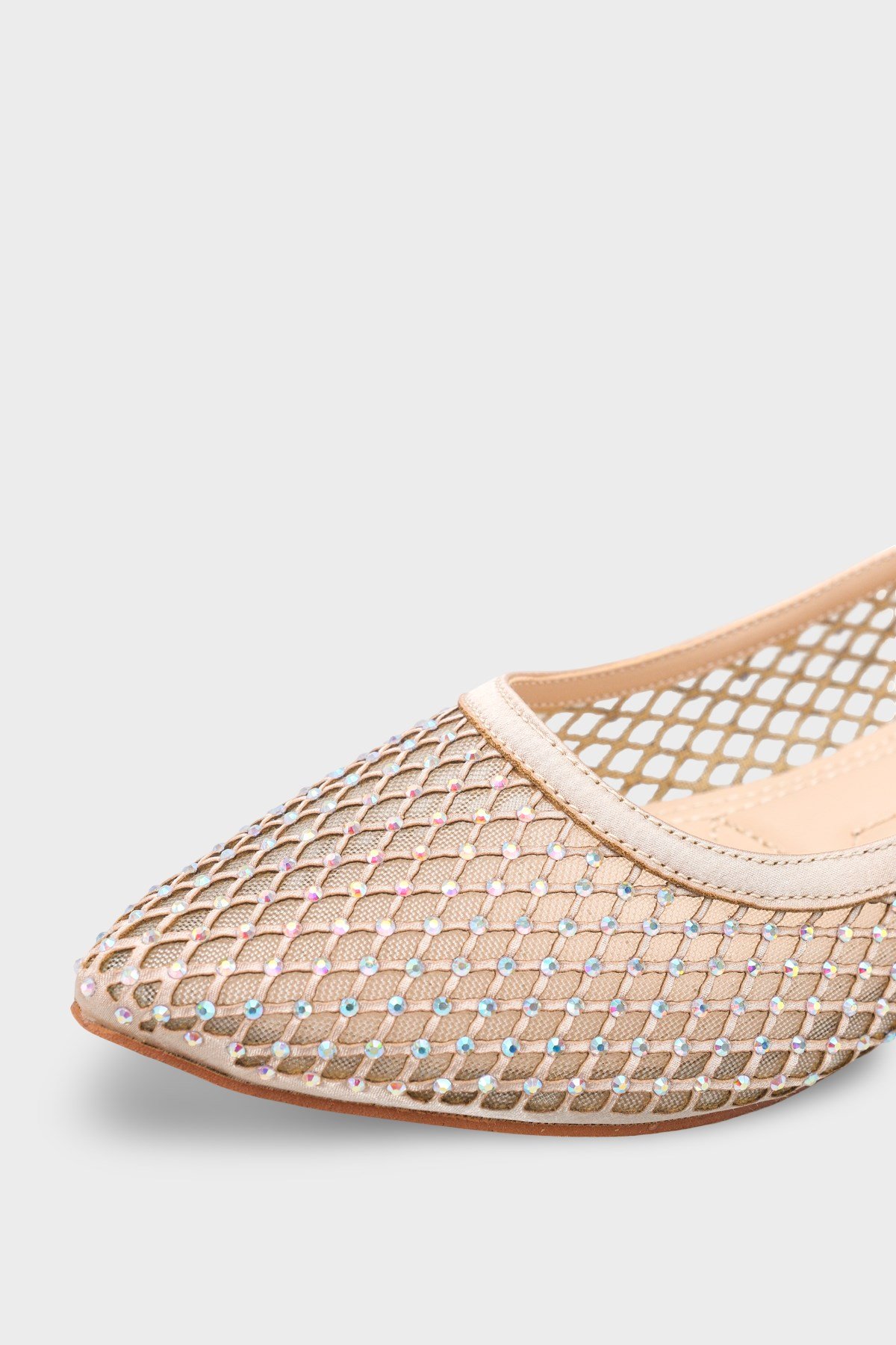Capone Kathlene Pointed Toe Crystal Embellished Mesh Women Gold Wedding Ballet Flat